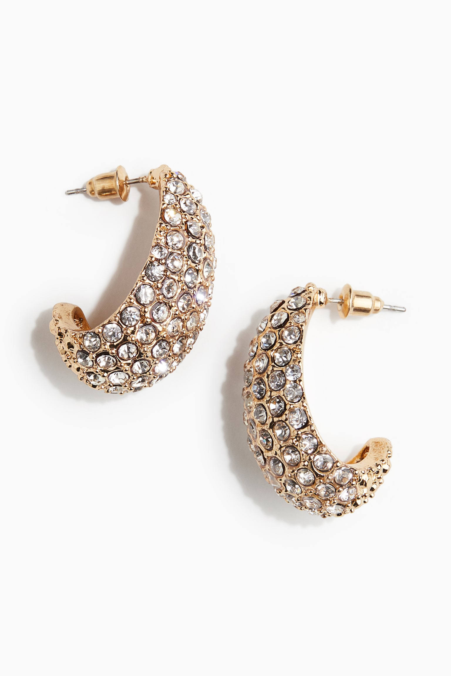 Rhinestone-embellished hoop earrings - Gold-coloured/Silver-coloured/Silver-coloured - 3