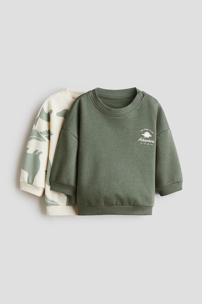 2-pack de sudaderas con diseño - Verde caqui/Dinosaurios/Azul claro/Always Going Places - 1