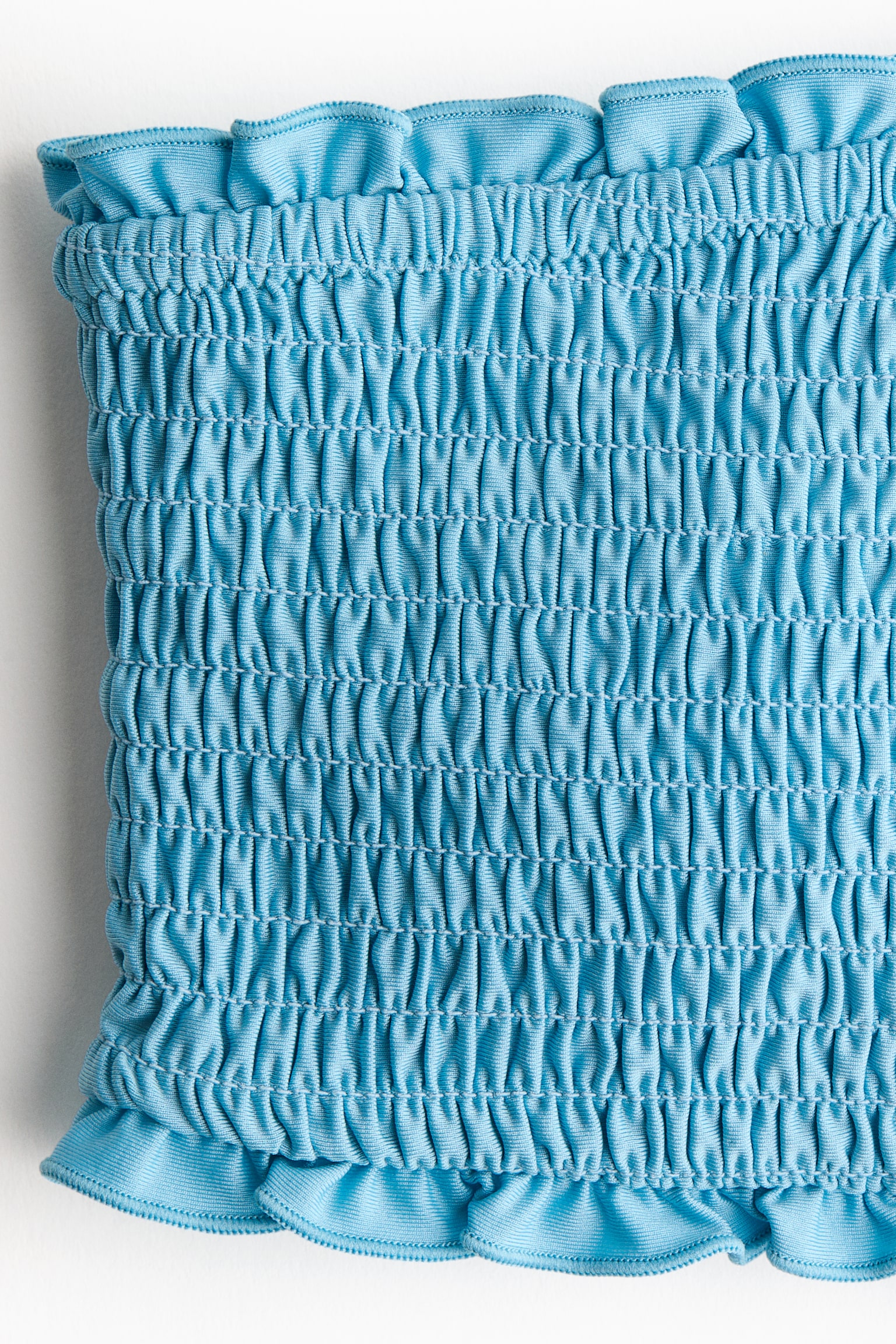 Smocked bandeau bikini top - Turquoise - 5