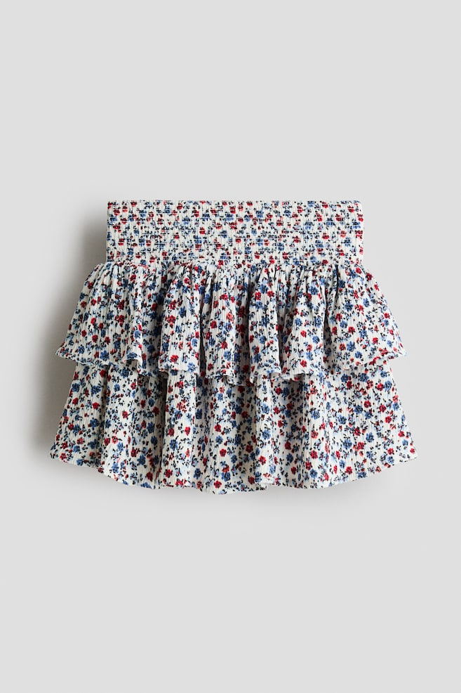 Falda short estampada con capas - Blanco/Floreado/Beige claro/Floreado - 1