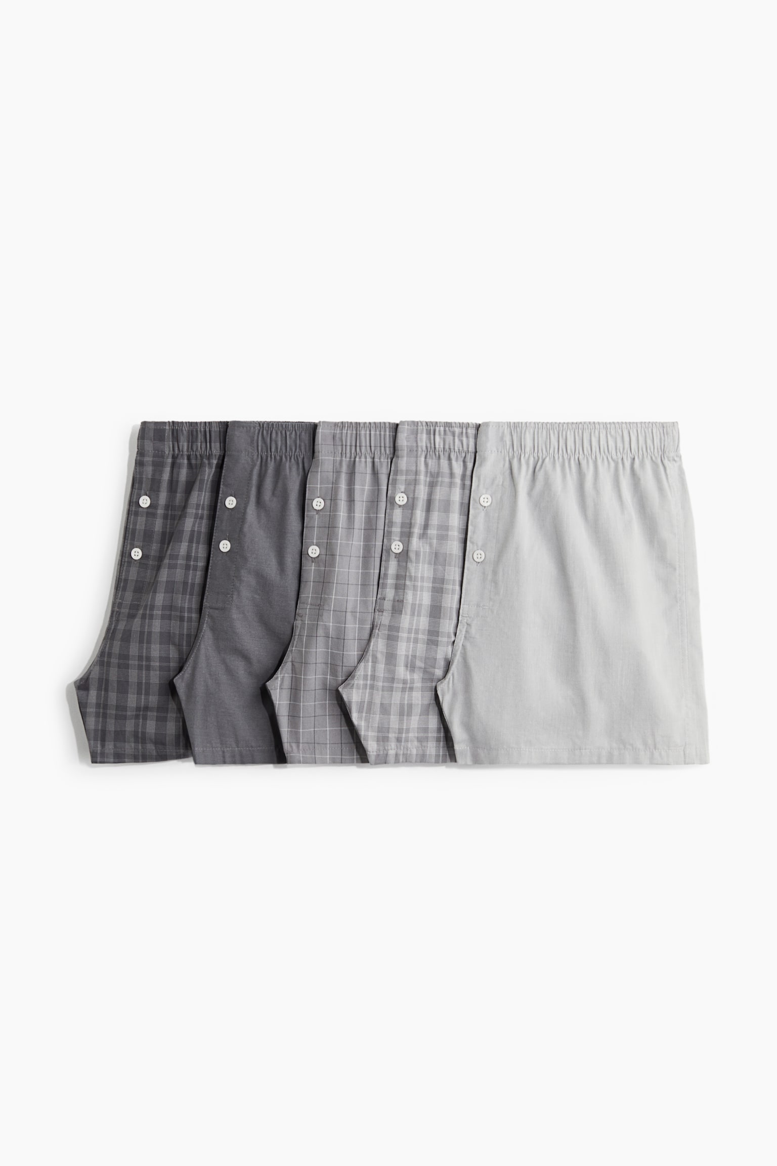 5-pack woven cotton boxer shorts - Light grey/Checked/Red/Grey/White/Dark blue/Checked/White/Striped/White/Striped/Grey/Striped/Light blue/Dark blue/Red/Checked/Light blue/Striped/Light blue/Dark blue/Navy blue/Checked/Dark grey/Light green/Dark green/Dark grey/Checked/Blue/Checked - 1