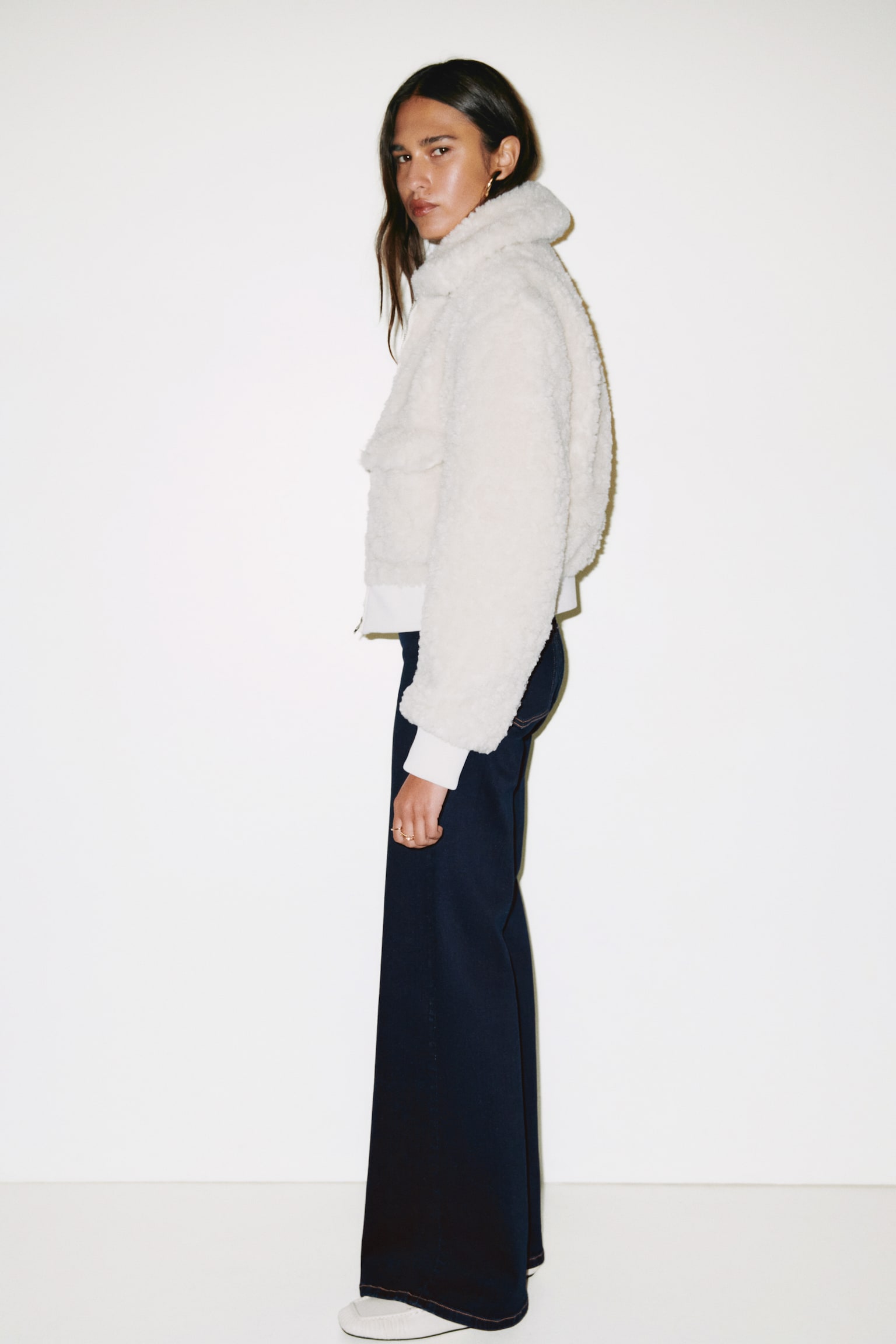 Женские джинсы H&M Wide High, цвет: Тёмный синий — фото 4