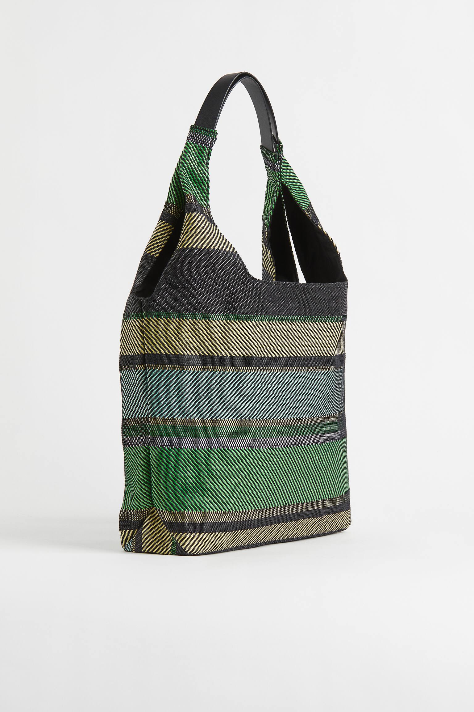 Straw shopper - Green/Striped - 3