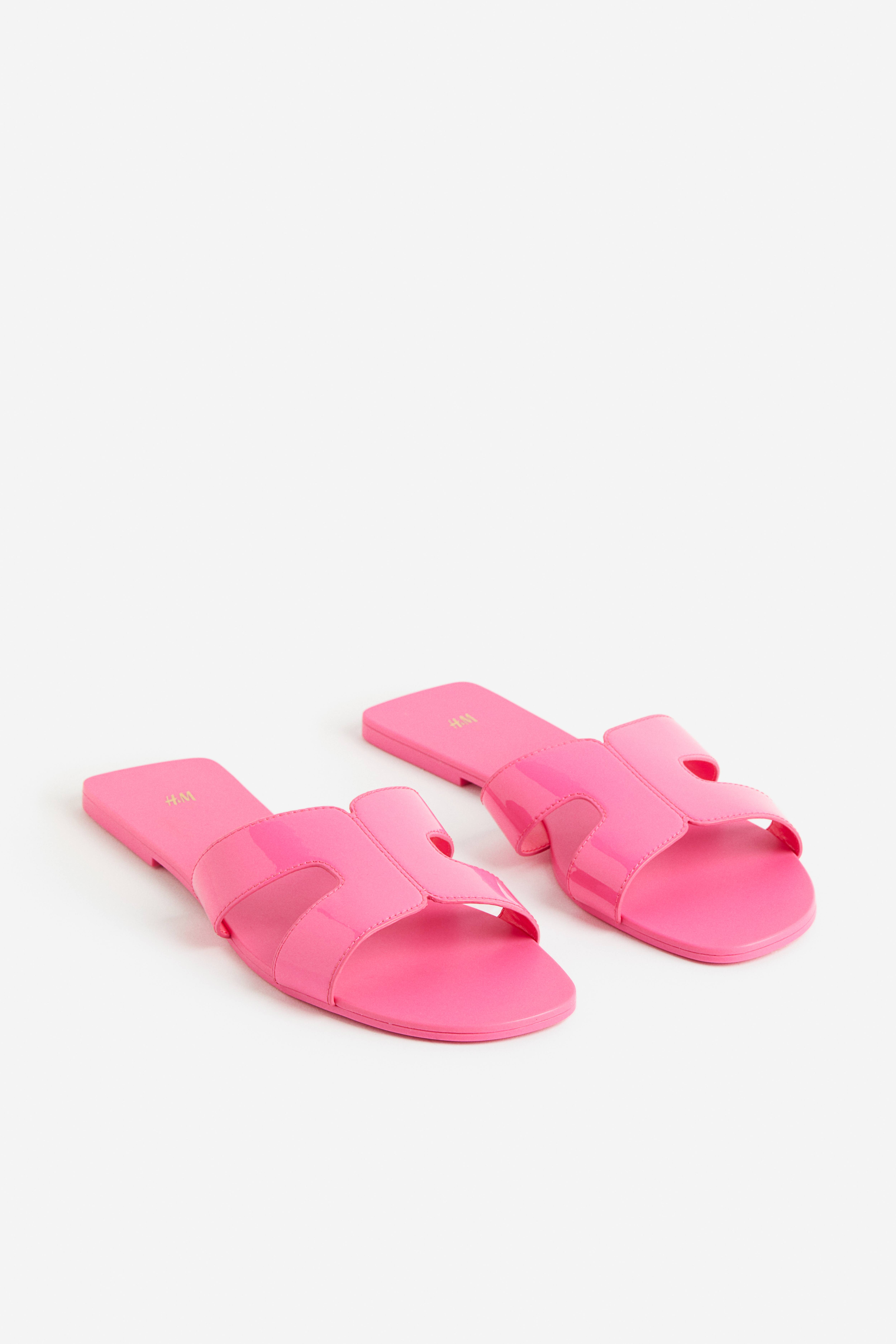 Bright pink slides fashion