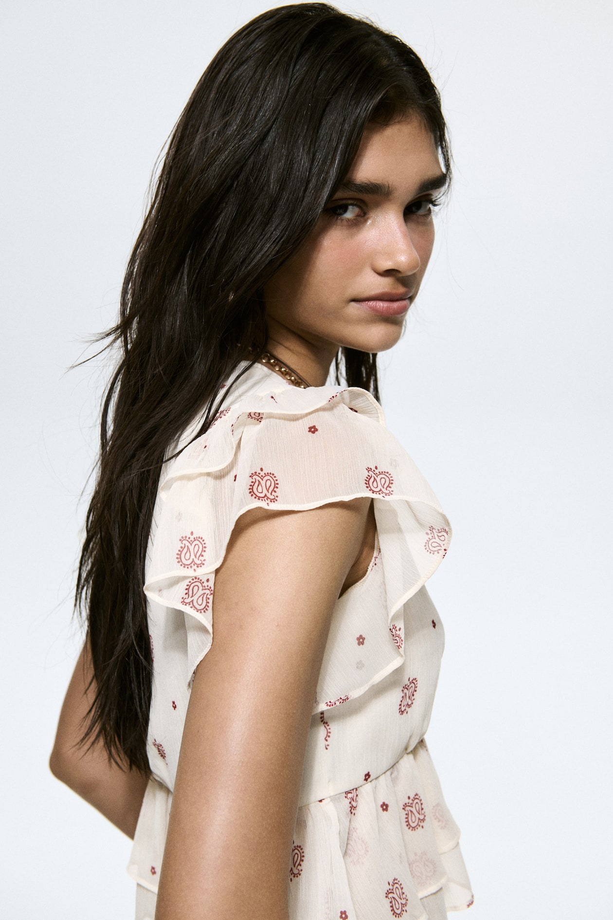 Ruffle-Trimmed Chiffon Top - image 5