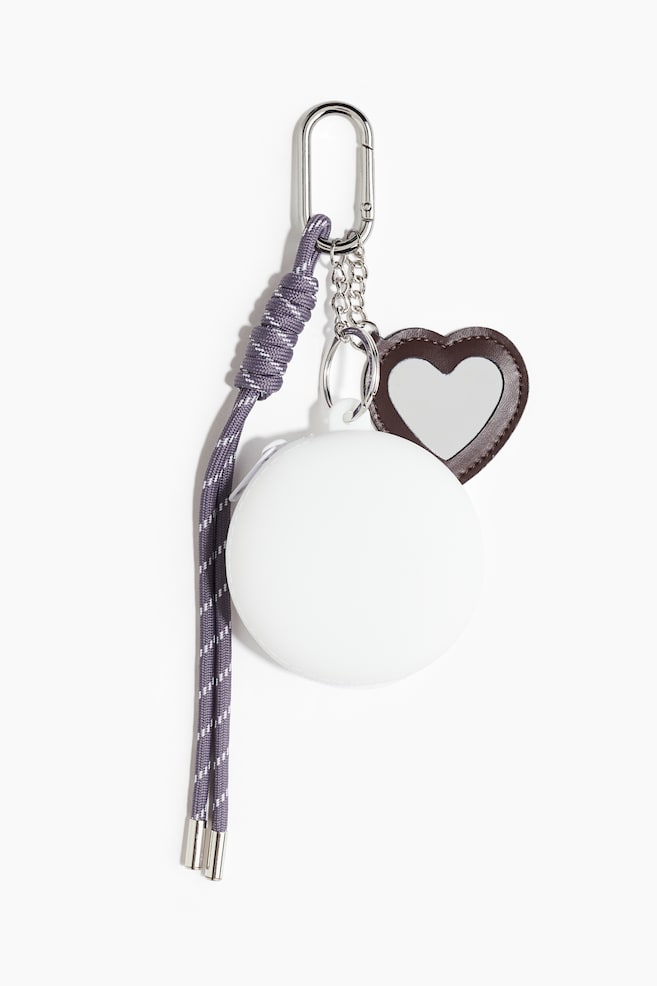 Bijou de sac - Violet/miroir en forme de cœur/Beige - 1