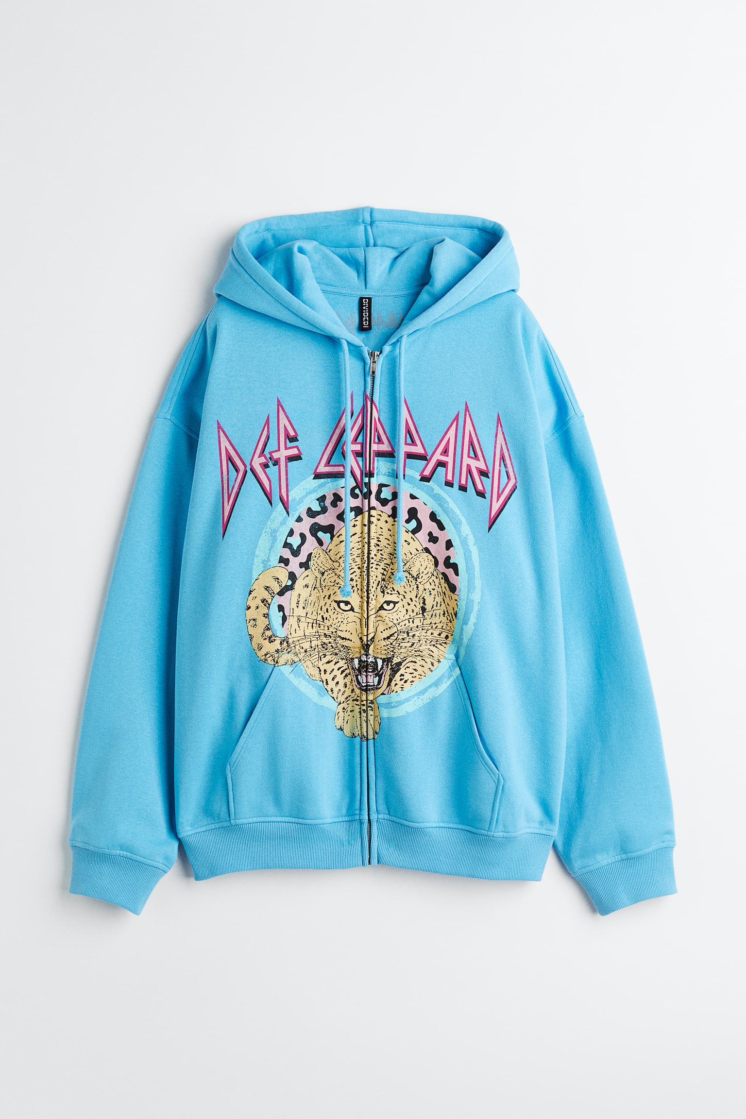 Print Zip Up Hoodie - Blue/Def Leppard/Black/Lizzo/Light blue/Johnny Cash/Cream/Mickey Mouse/White/Coca-Cola/Pink/Looney Tunes/Light grey marle/Harvard/Dark grey/Nirvana - 1