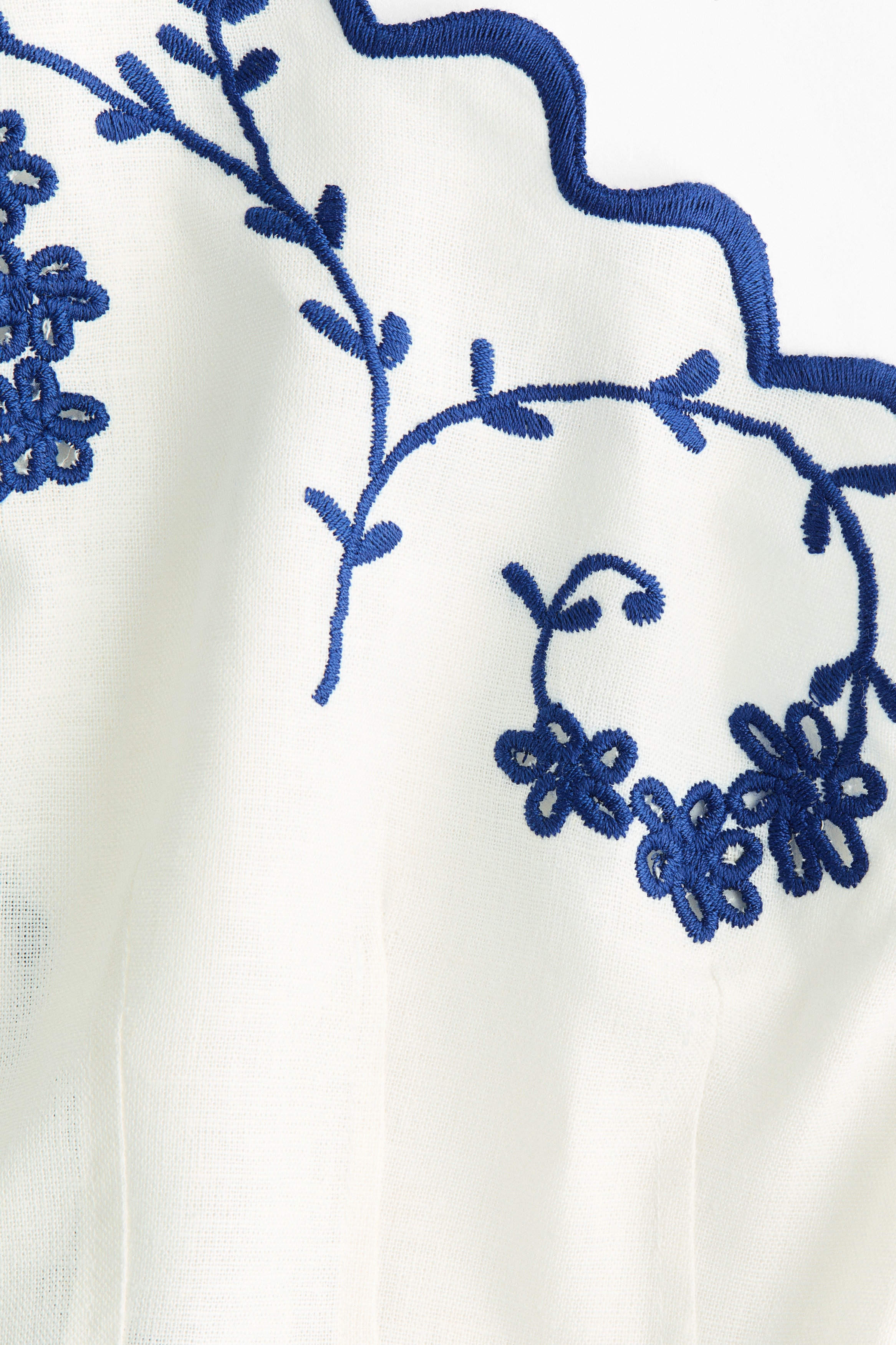 linen blend embroidered dress h&m Women's White/Flowers Embroidered linen-blend dress