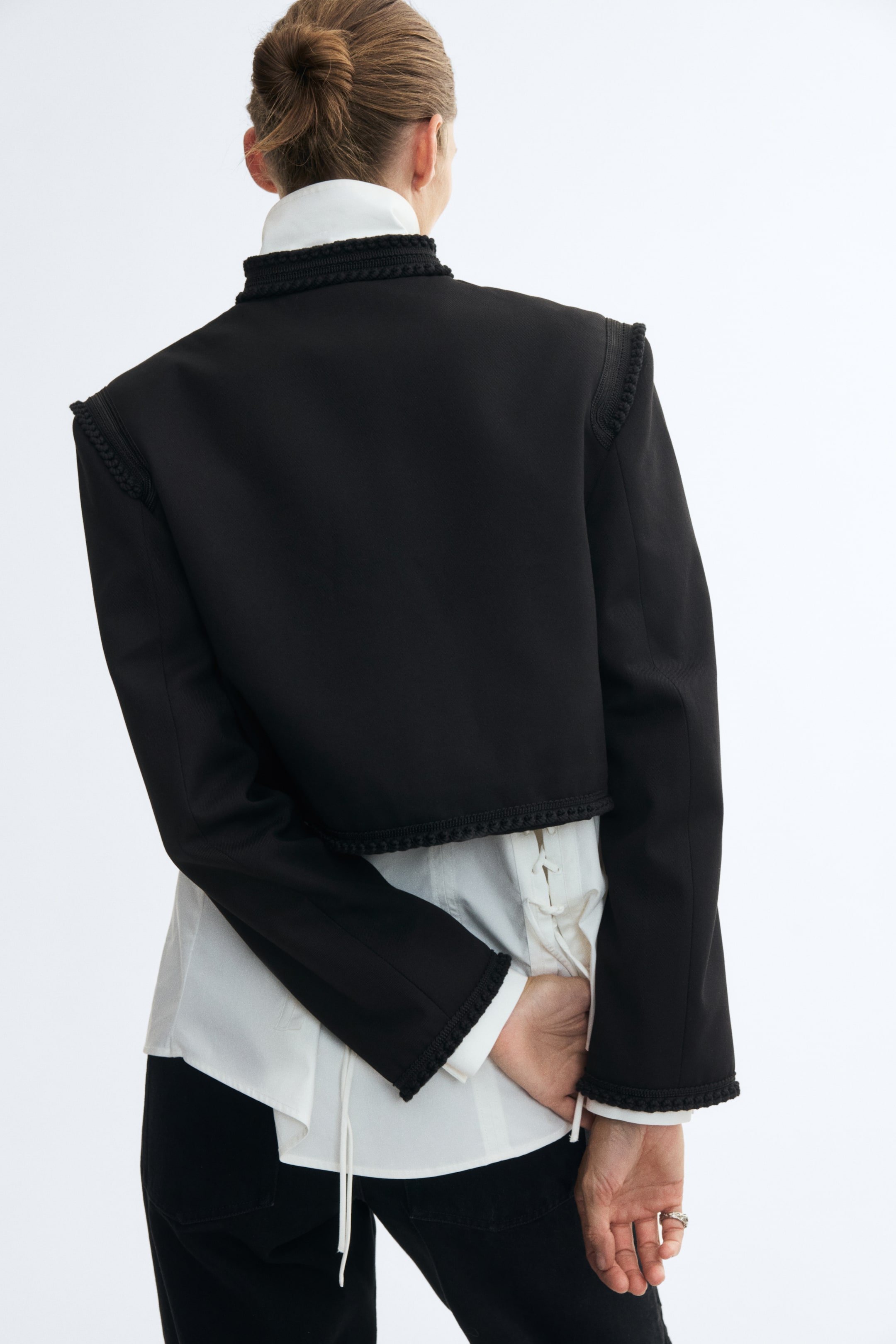 Cropped Braid-Detail Jacket
