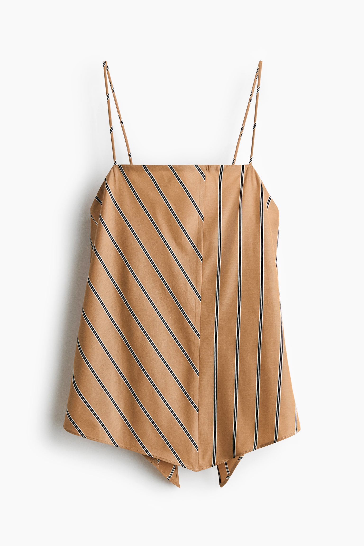 Top asymétrique à bretelles fines - Beige foncé/rayé - 1