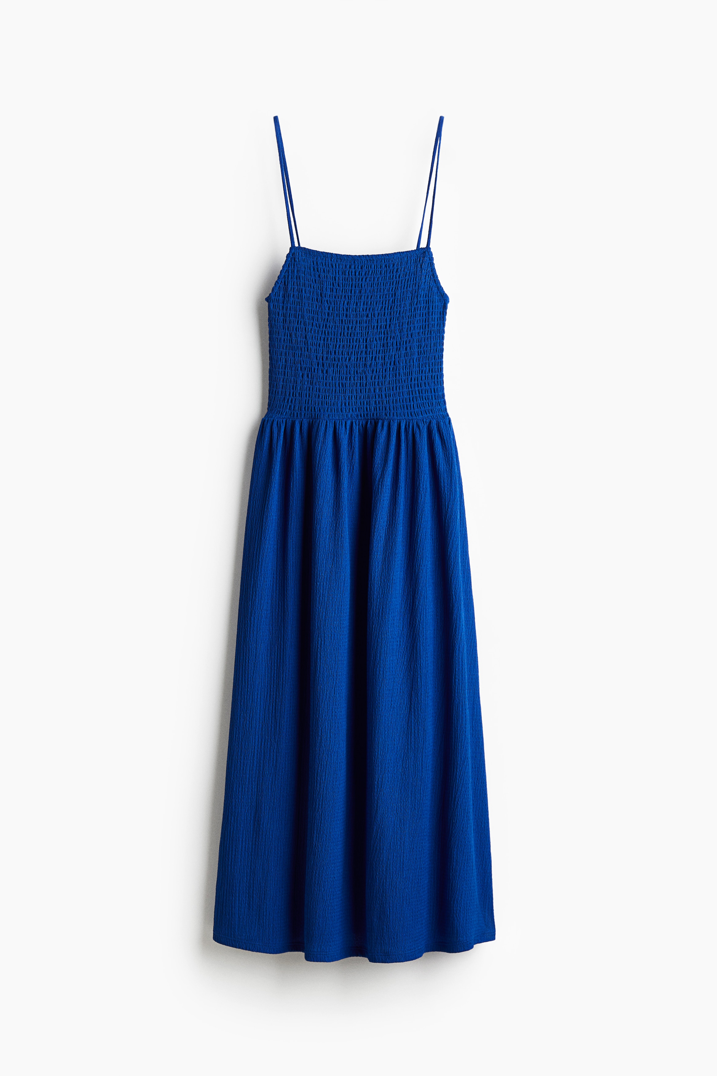 Smocked Strappy Dress - Bright blue