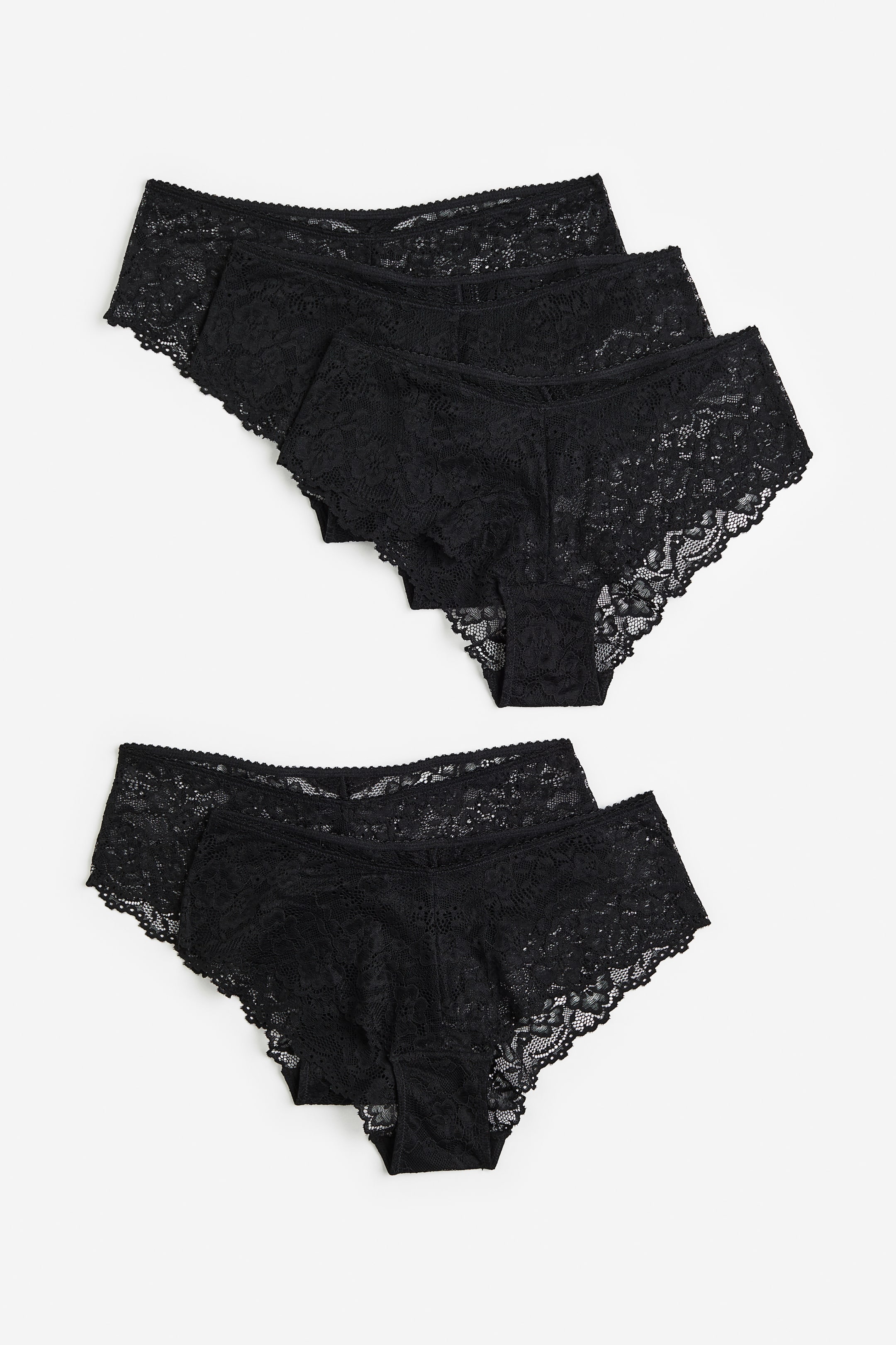 5 Pack Lace Hipster Briefs Black Ladies Handm Gb