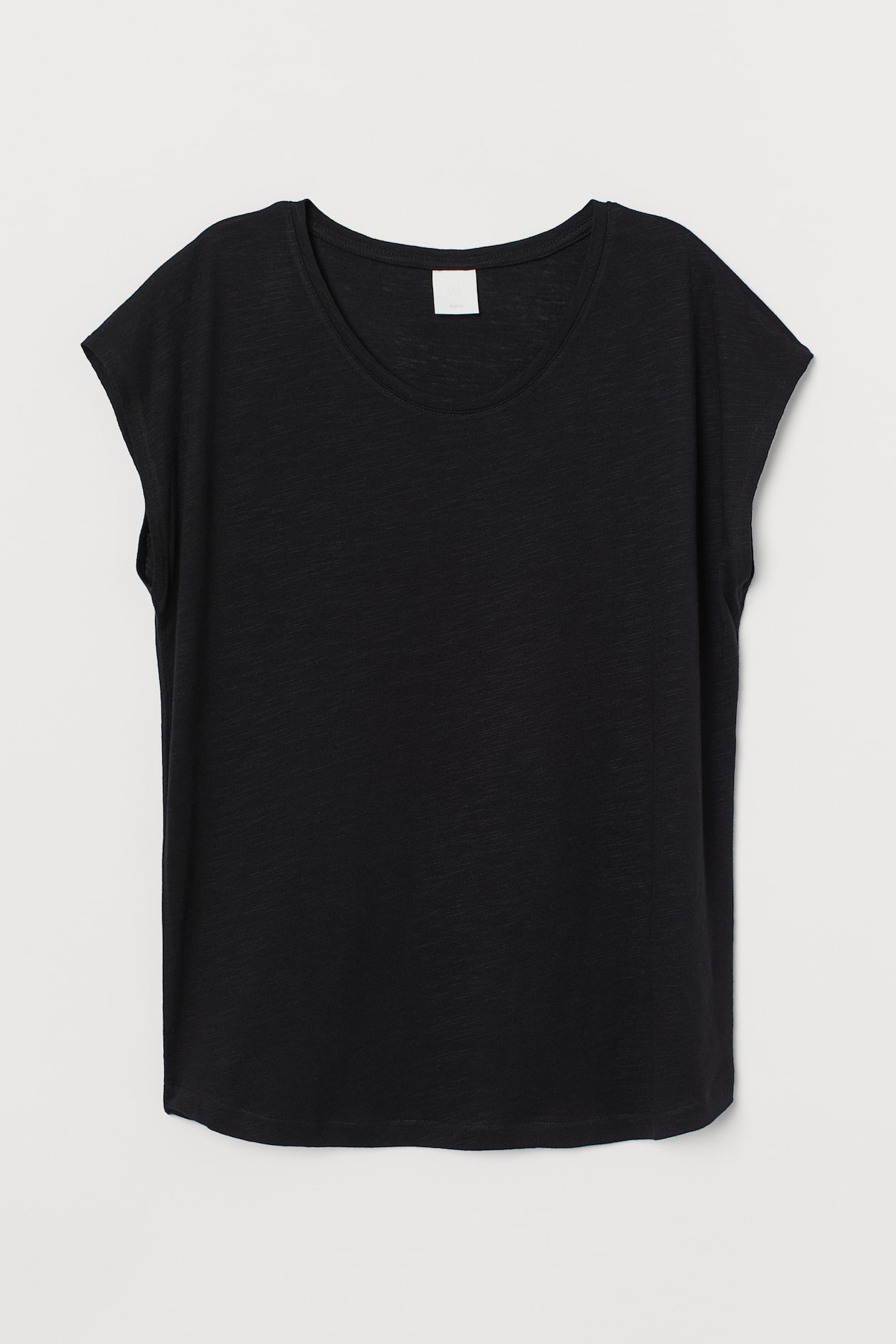 Cotton-blend T-shirt - Round Neck - Short sleeve - Black - Ladies | H&M US