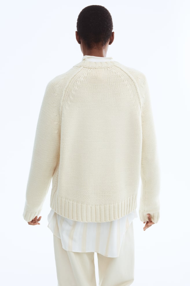 Raglan-Sleeved Sweater - Cream/Beige melange - 3