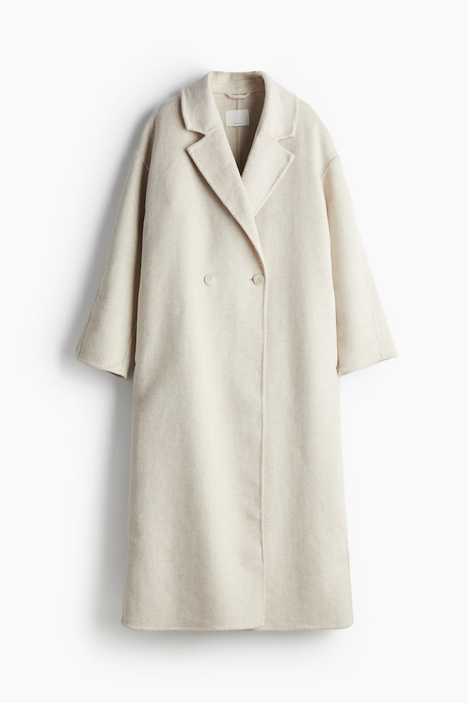Manteau en laine mélangée - Beige clair/Marron foncé - 1
