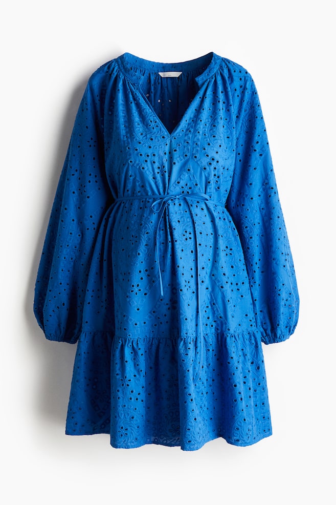 MAMA Broderie anglaise dress - Bright blue/White - 1