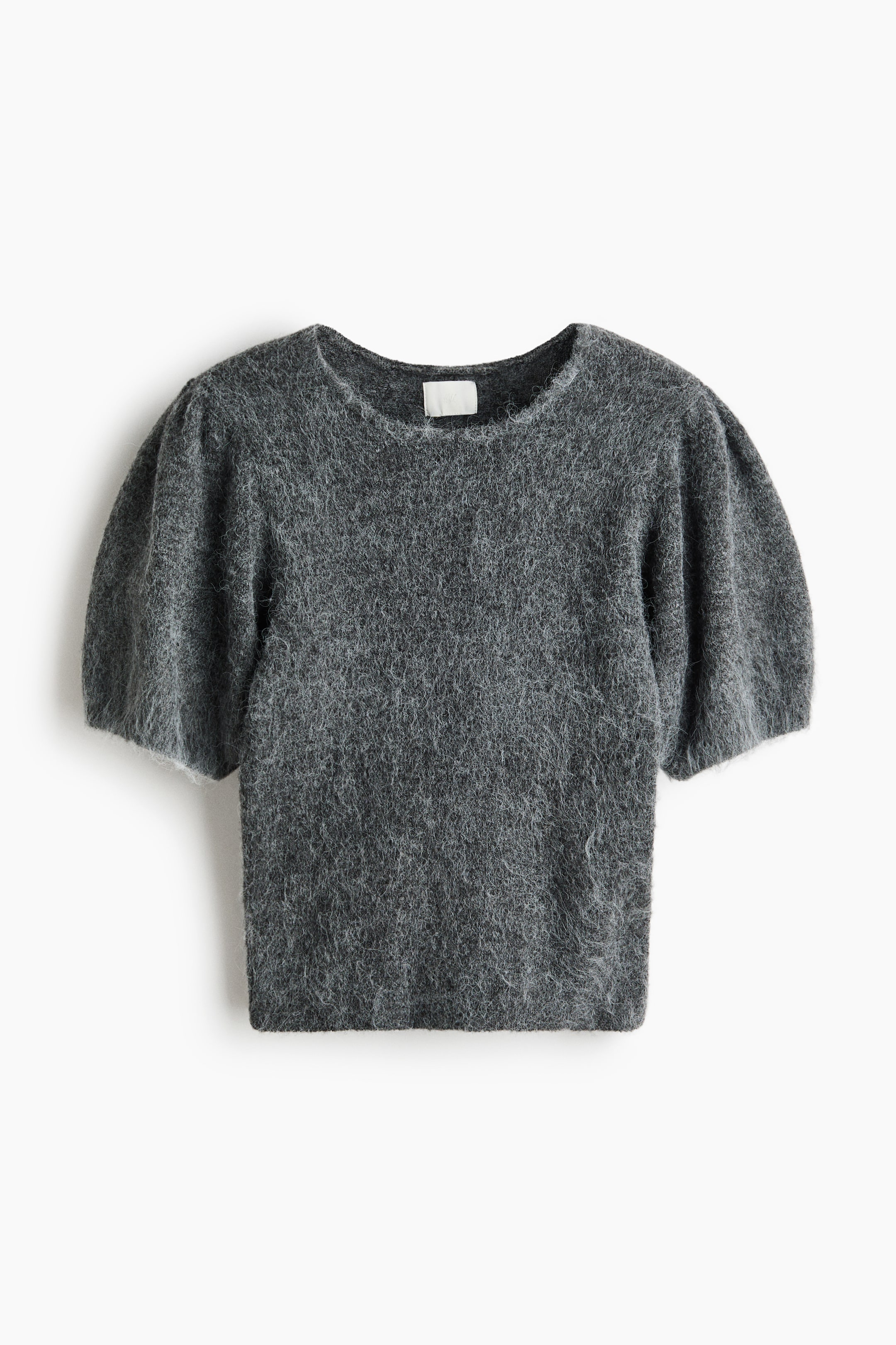 Zobraziť väčší obrázok: Knitted puff-sleeved top - Grey marl - ŽENY | H&M SK 5