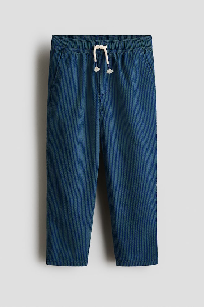 Cotton Seersucker Pants - Green/dark blue striped/Dark gray/Navy blue/white striped - 1