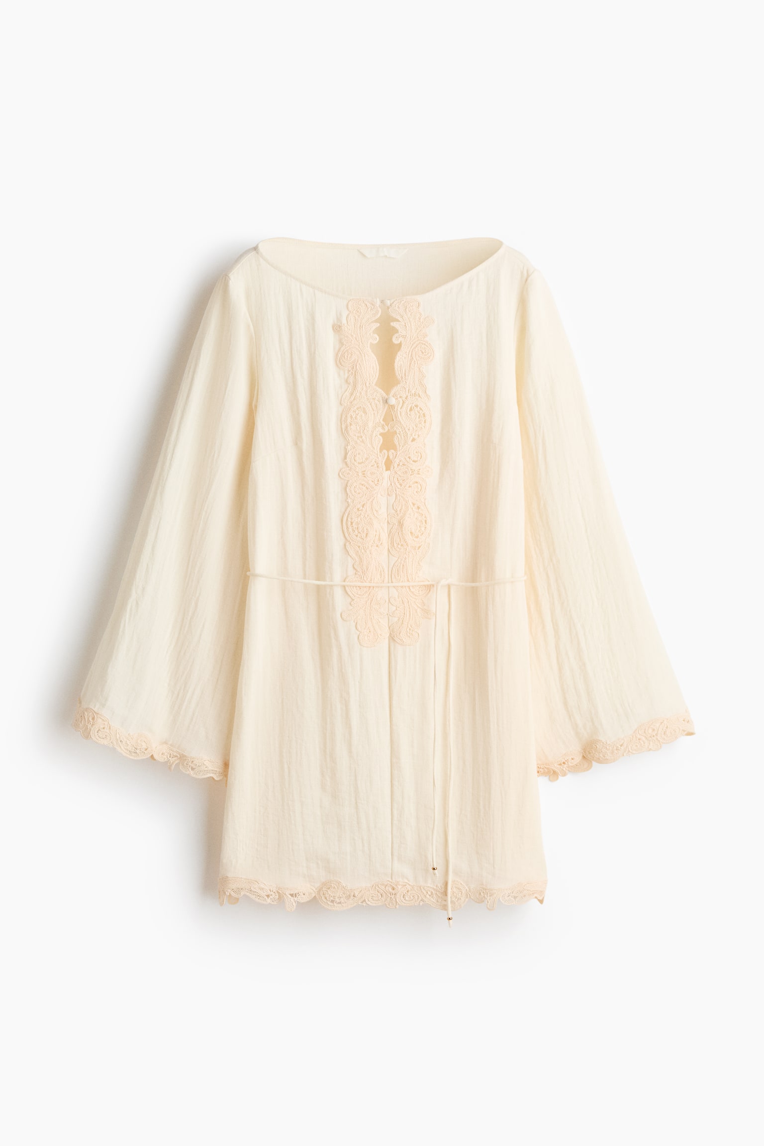 Robe avec dentelle - Crème/Rose poudré - 1