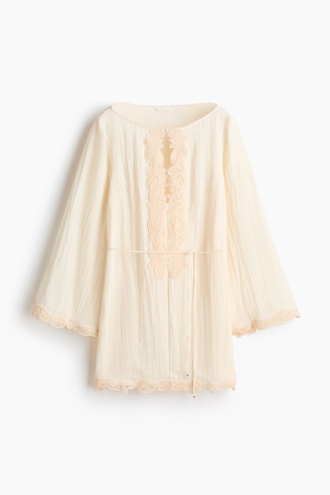 Lace-Trimmed Dress - Cream/Powder pink - 1