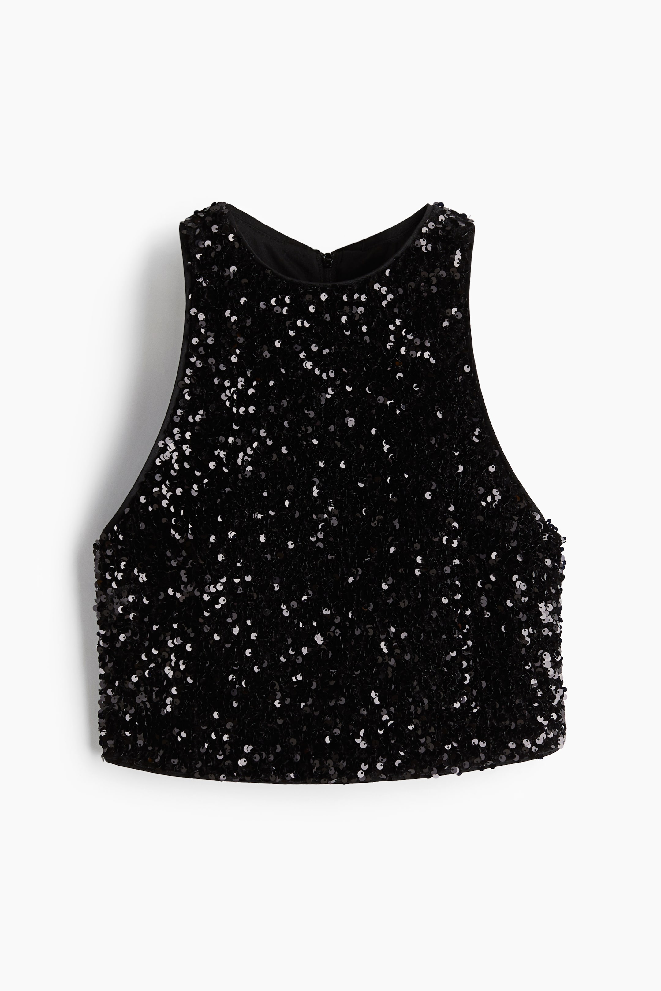 View larger image: Cropped Sequin Top - Black - Ladies | H&M AU 1