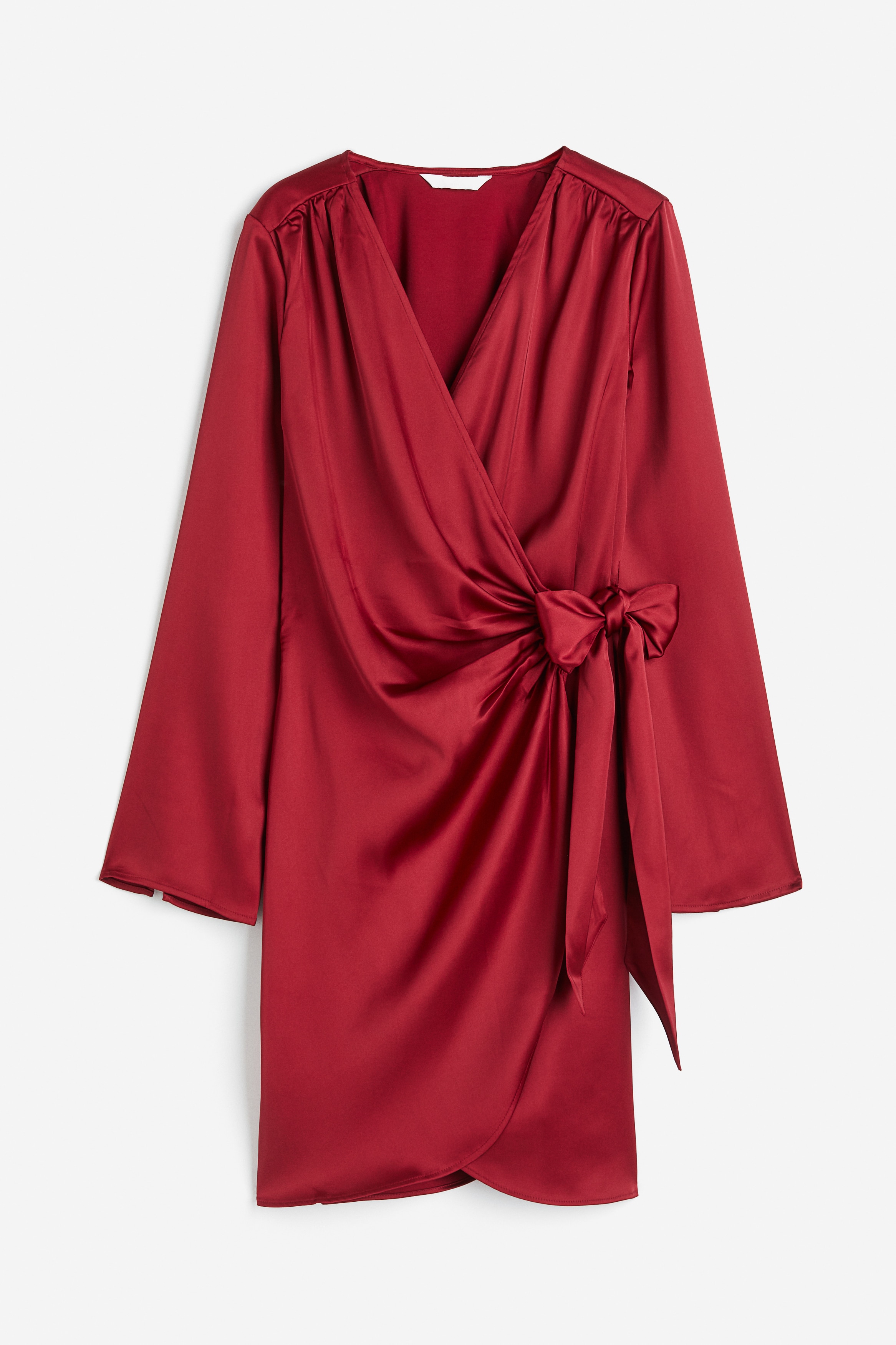 fitted lace wedding dress LESSLESS – Wrap Silk Dress In Cherry Red – LESSLESS LLC main image 0