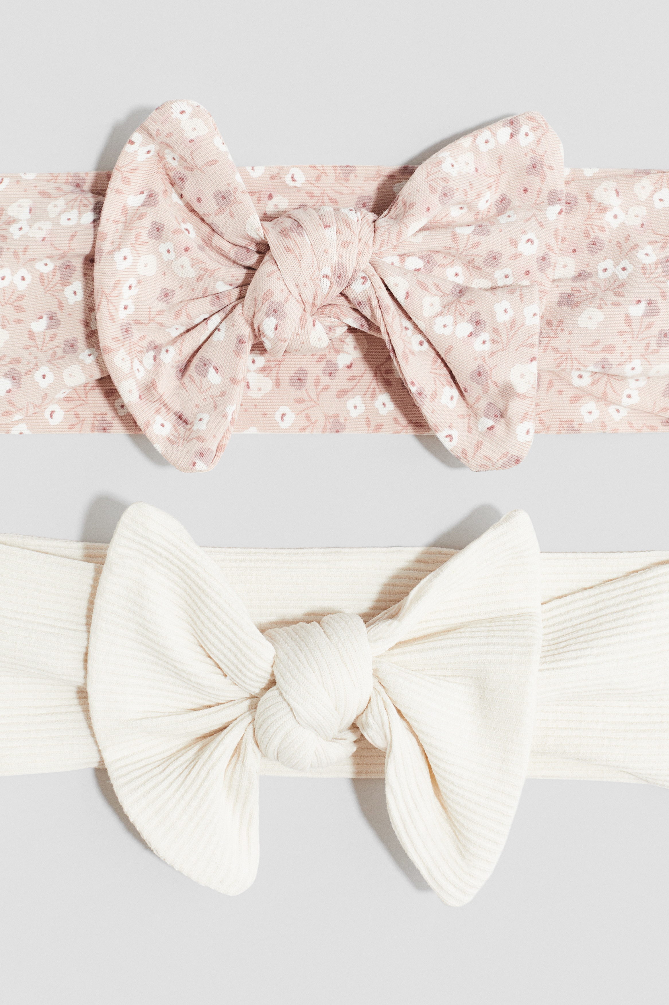 ヘアバンド♡リボン リボンディテールヘアバンド 2本セット - ライトピンク／フローラル