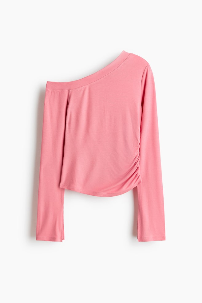 One-Shoulder Viscose Top - Pink/Cream/Black - 1