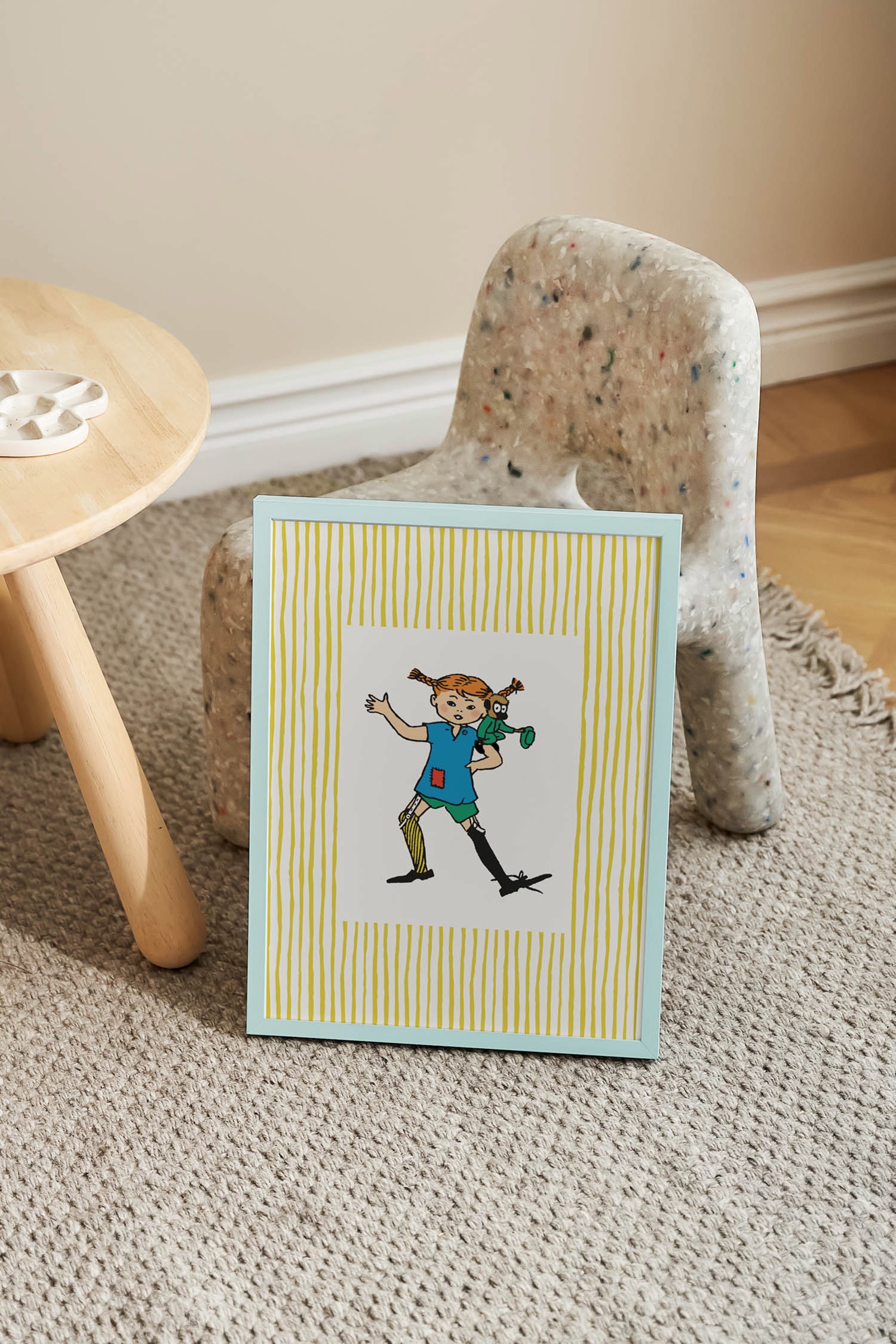 Pippi Yellow Stripes Poster - Yellow
