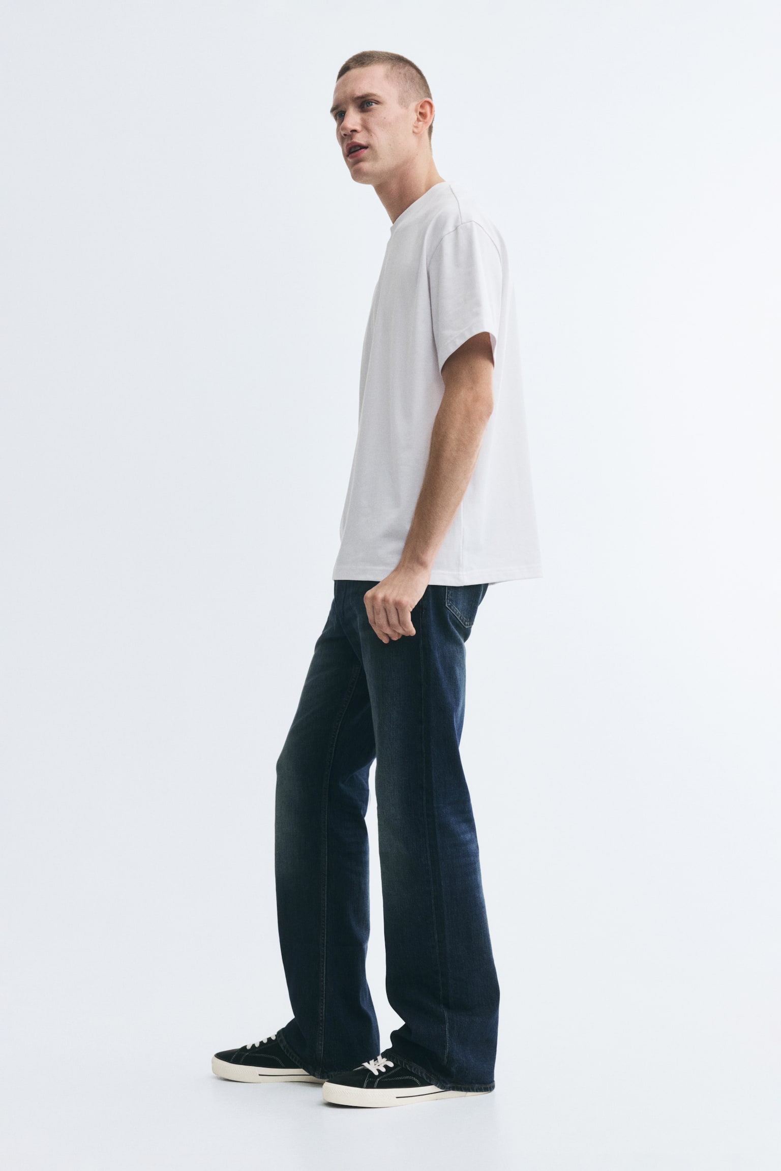 Мужские джинсы H&M Slim Bootcut, цвет: Тёмный джинсовый синий — фото 5
