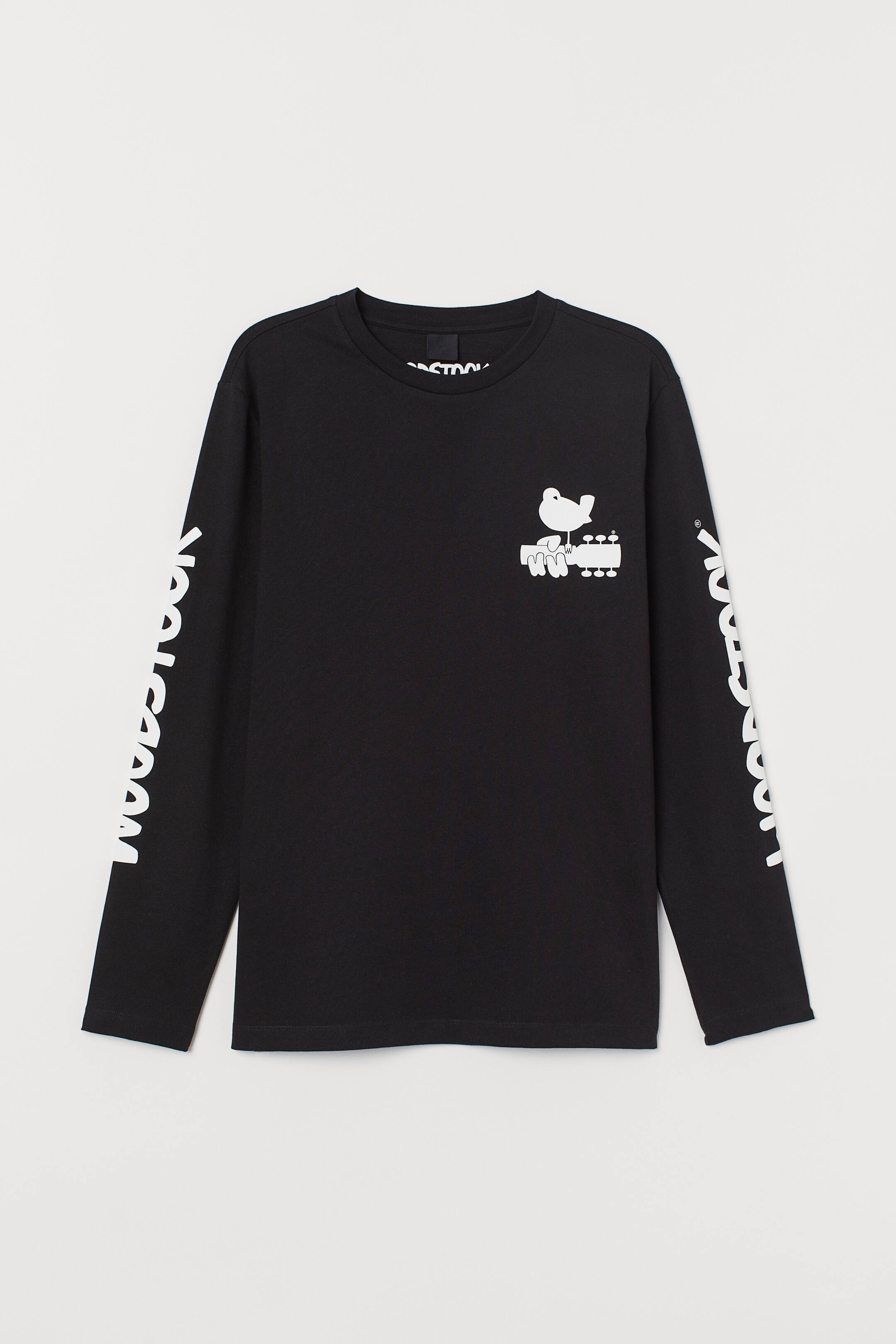 查看大圖: Long-sleeved jersey top - 黑色/糊塗塌客 - Men | H&M 1