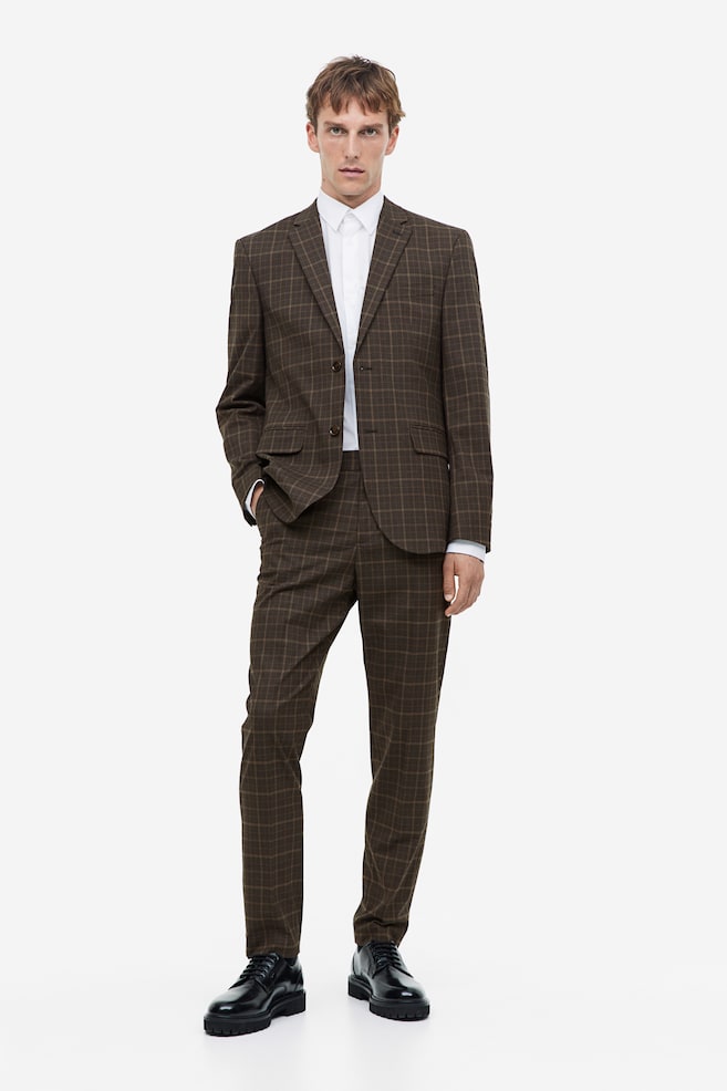 Slim Fit Suit trousers - Brown/Checked/Dark blue/Checked - 1