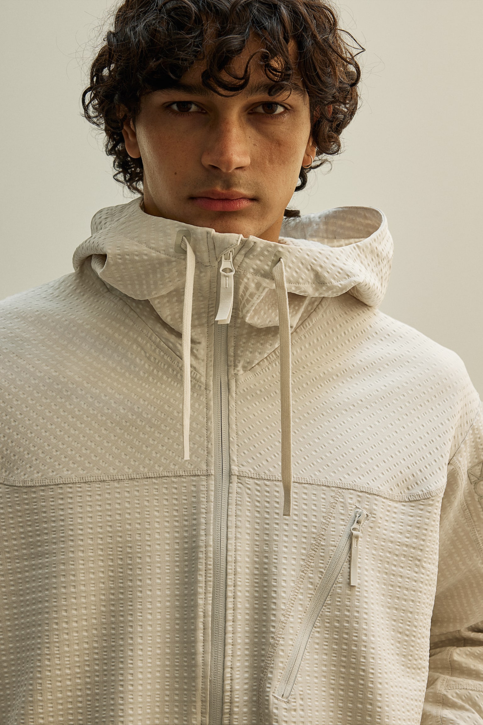 Regular Fit Mid Layer Jacket In DryMove™ - Light beige/Black - 3