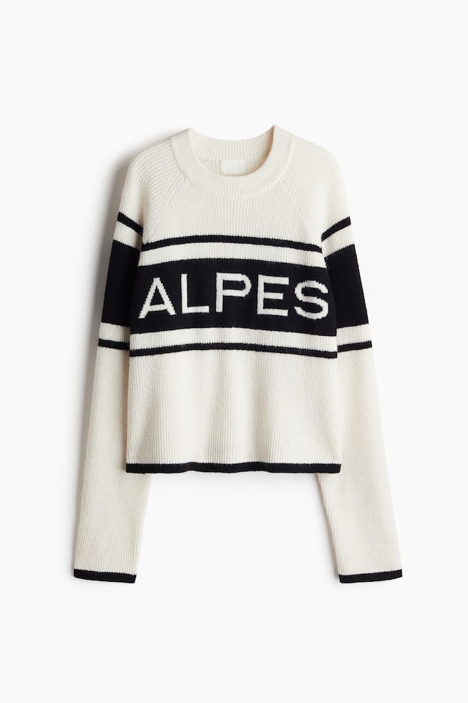 Text-Motif Sweater - Cream/black - 1