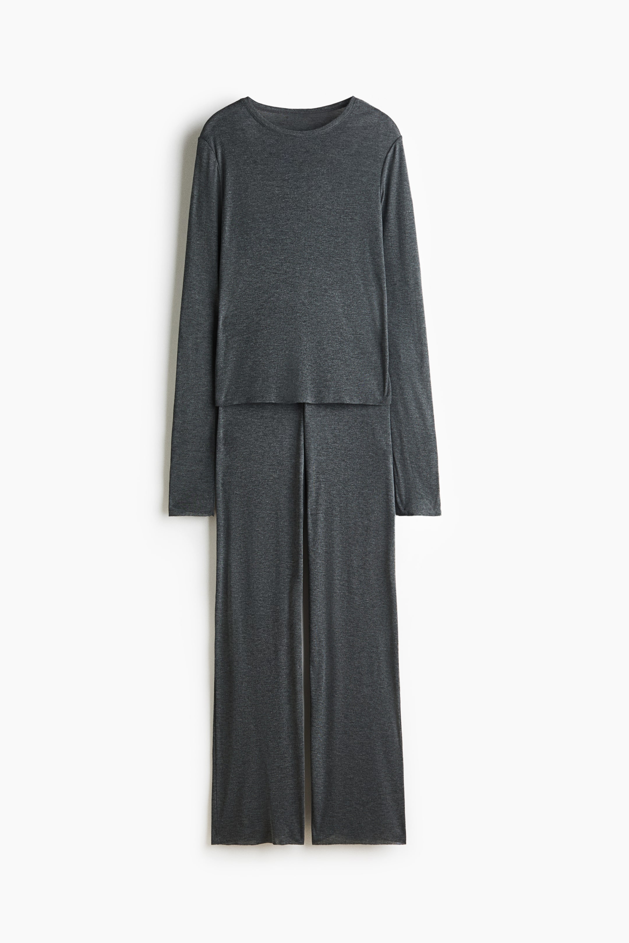 View larger image: Ribbed Pajamas - Dark gray melange - Ladies | H&M US 5