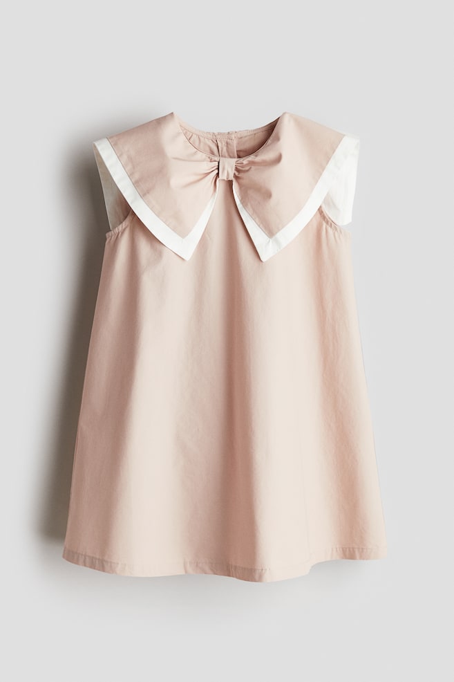 Robe en popeline de coton avec col marin - Rose ancien clair - 1