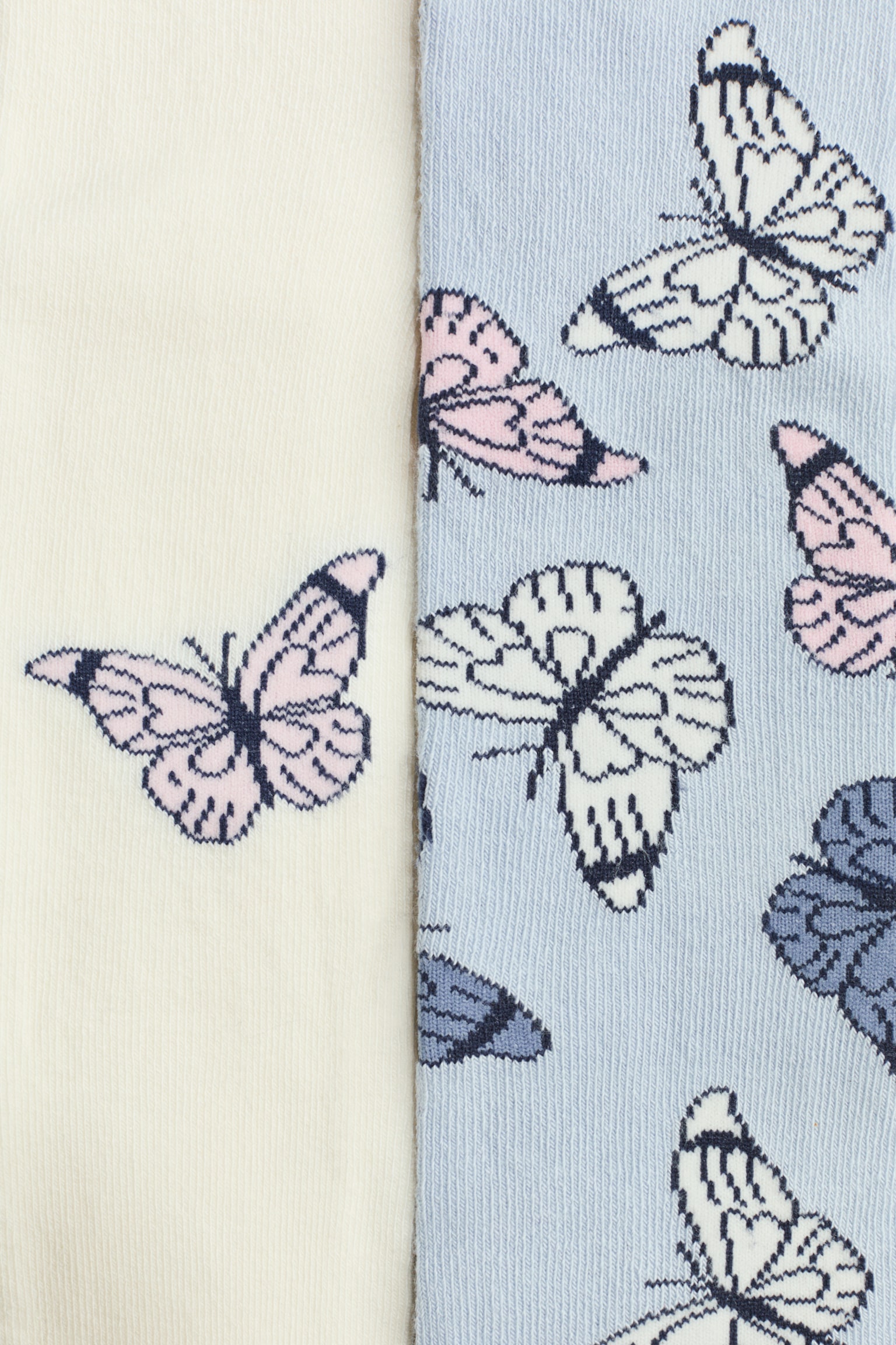 2-pack fine-knit tights - Light blue/Butterflies/Gold-coloured/Glittery/White/Rainbows/Light grey/Glittery/White/Cherries/Pink/Unicorn/Grey/Glittery/Pink/Floral/Light pink/Hearts/Dark red/Teddy bears - 2