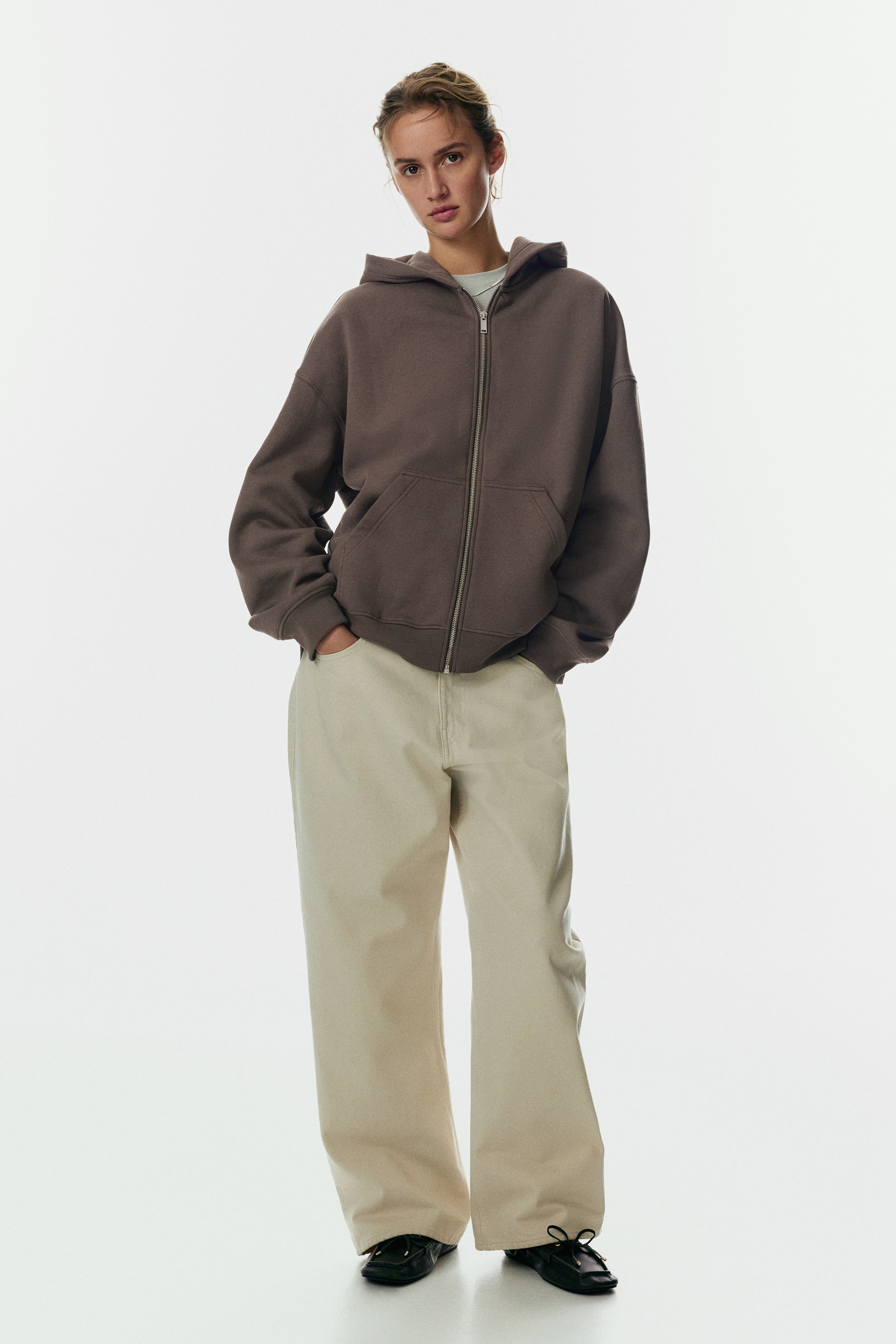 Hoodiejacke - Dunkles Graubraun/Dunkelrot/Schwarz/Hellblau/Graumeliert/Marineblau/Hellgraumeliert