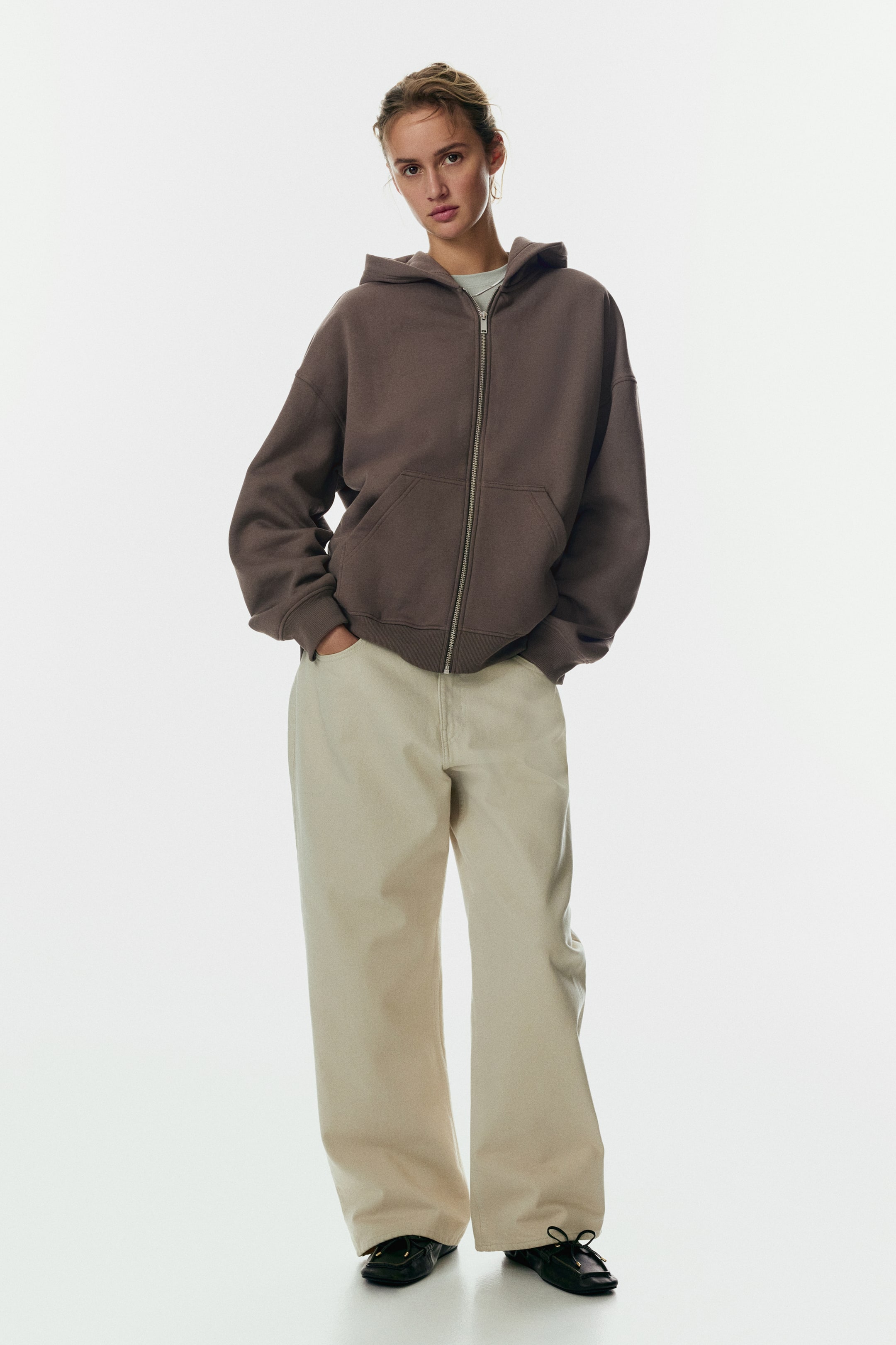 Ver imagen más grande: Chaqueta sudadera con capucha - Topo oscuro - MUJER | H&M ES 1