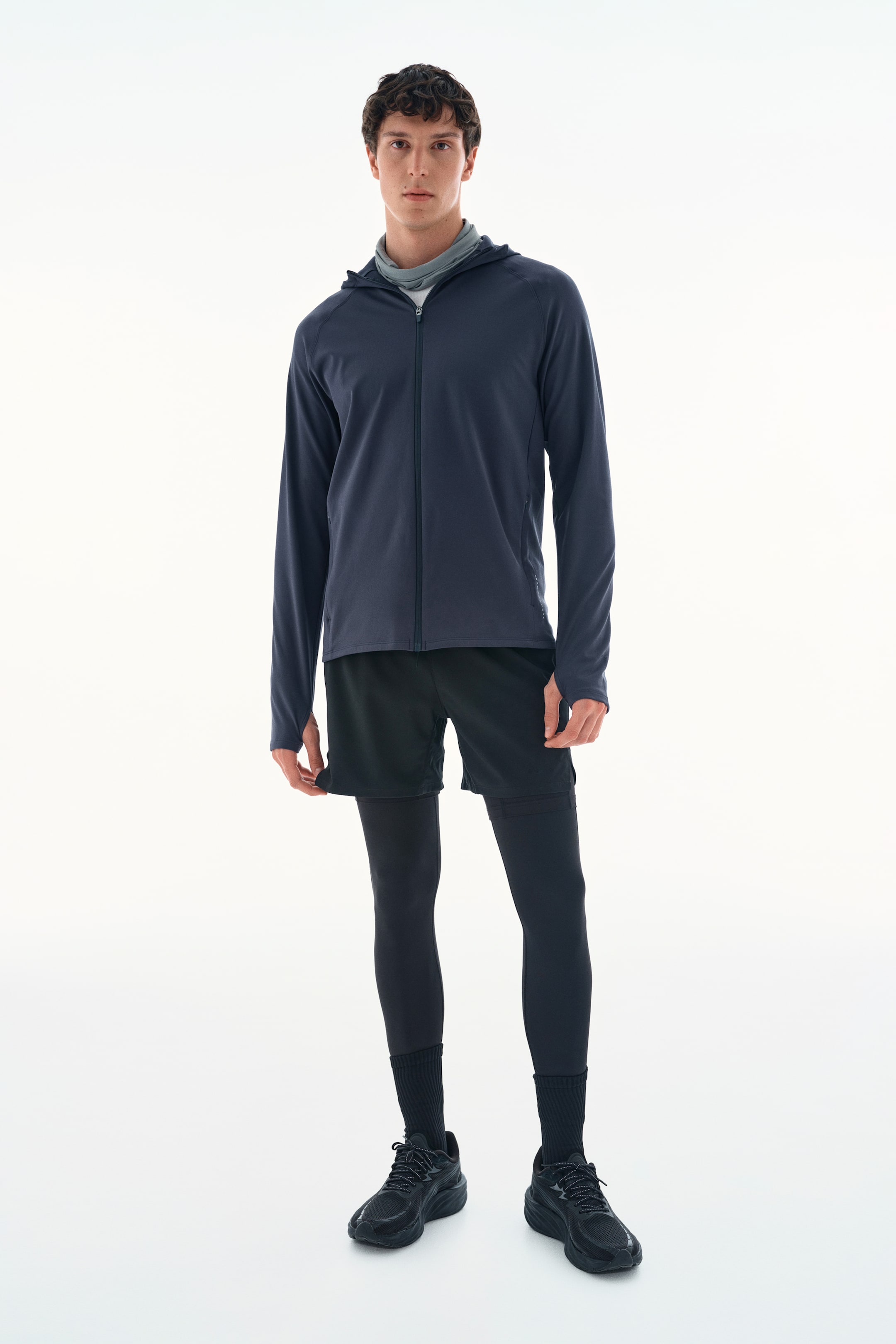 View larger image: Warming sports zip-through hoodie with ThermoMove™ - Steel blue - Men | H&M 1