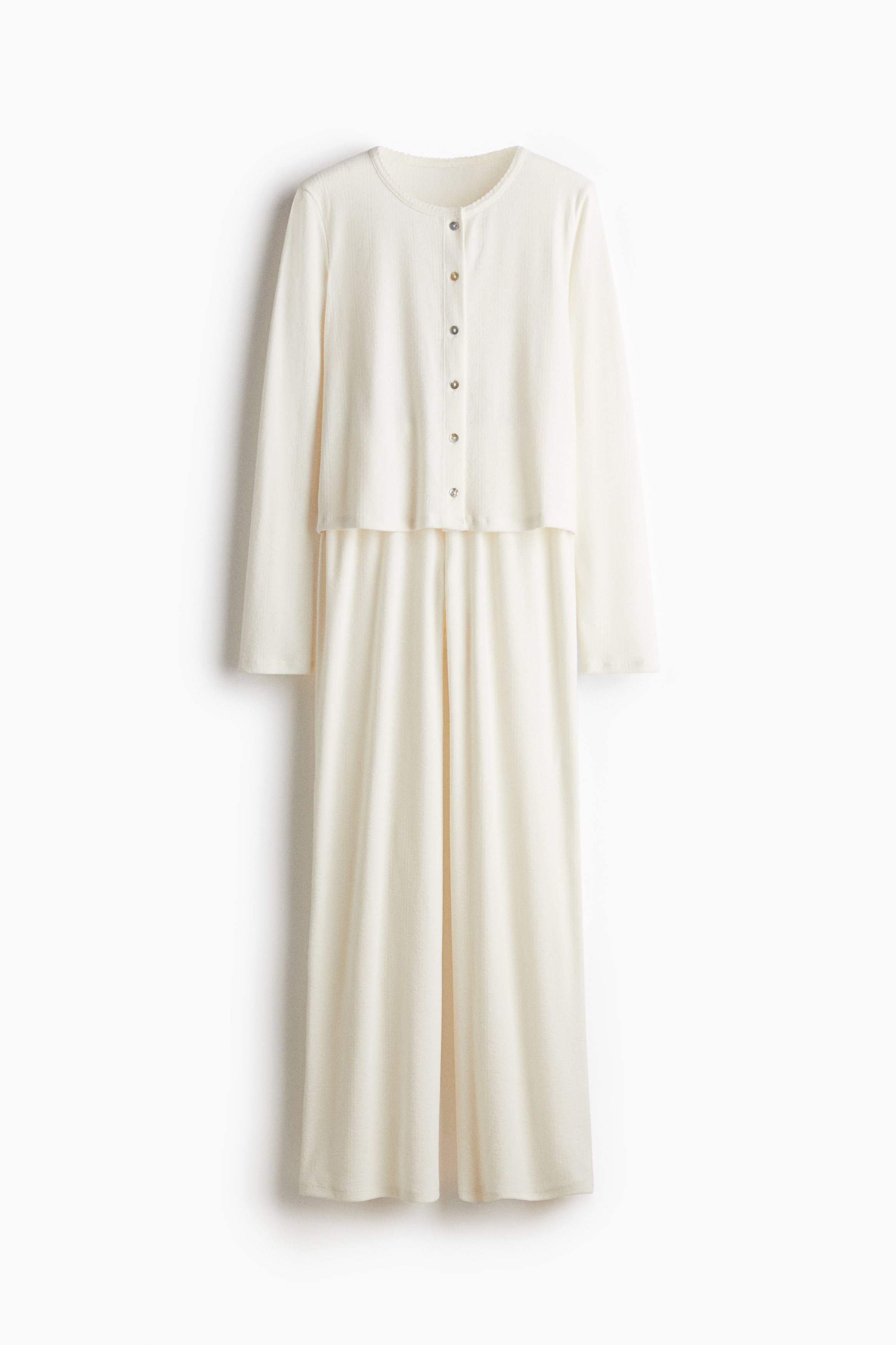 Pidžama od žerseja rupičastog boda - Krem/Puder ružičasta