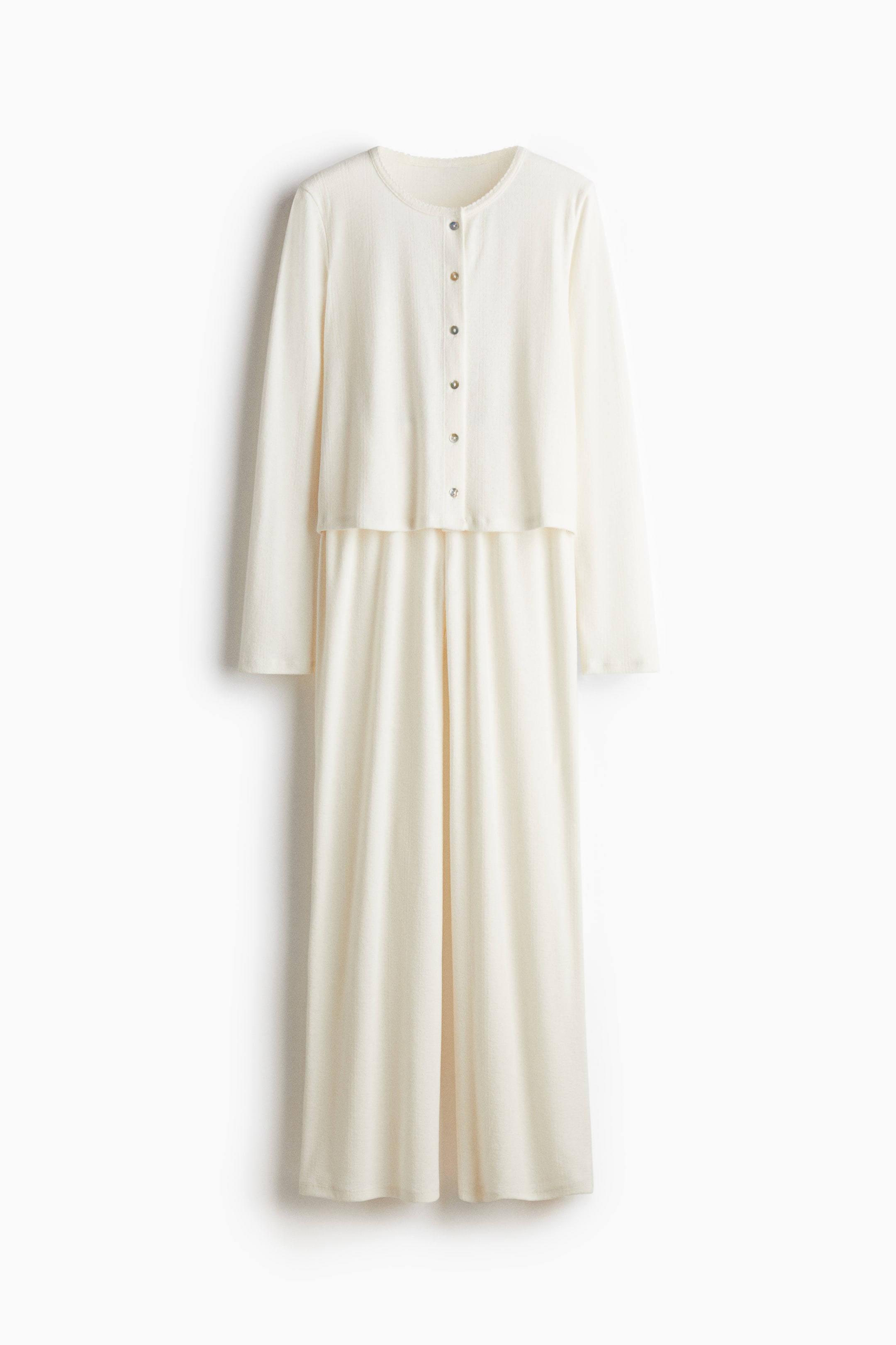 Büyük resmi görüntüle: Delik Desenli Jarse Pijama Takımı - Krem - KADIN | H&M TR 6