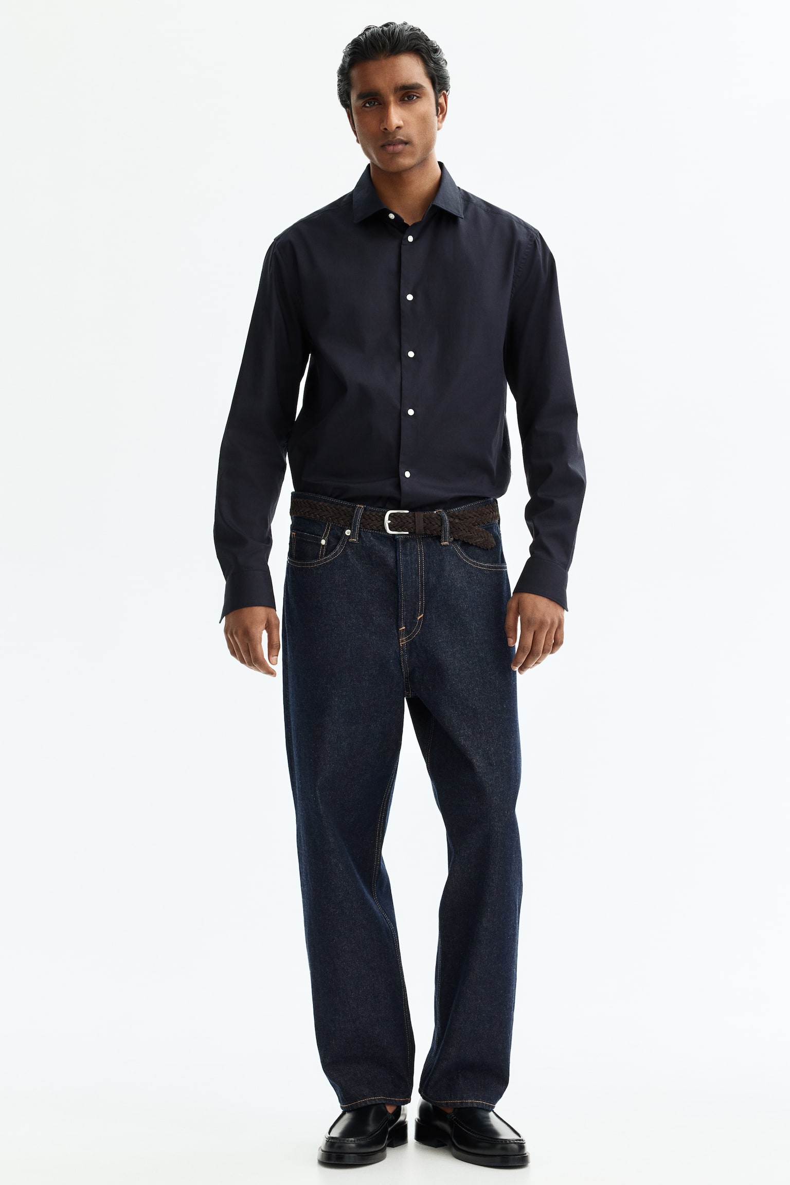 Бавовняна сорочка Slim Fit - Темно-синій/Чорний/Світло-блакитний/Білий - 7