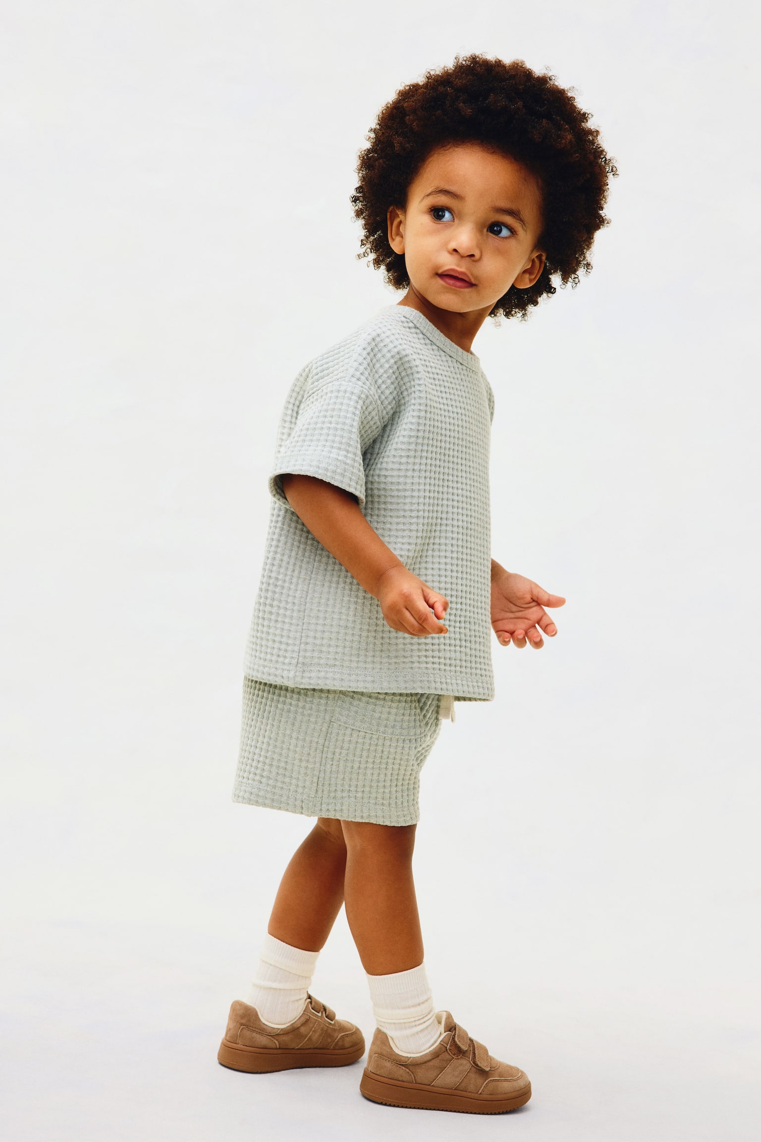Ensemble 2 pièces en coton gaufré - Vert clair - 3