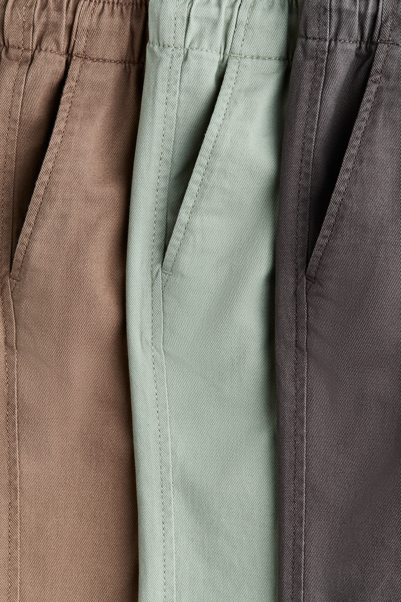 3-pack cotton twill joggers - Beige/Light green/Grey/Beige/Navy blue - 2