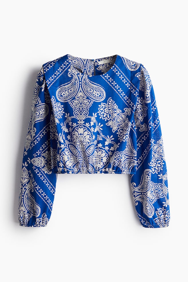 Defined-shoulder blouse - Bright blue/Paisley-patterned - 1