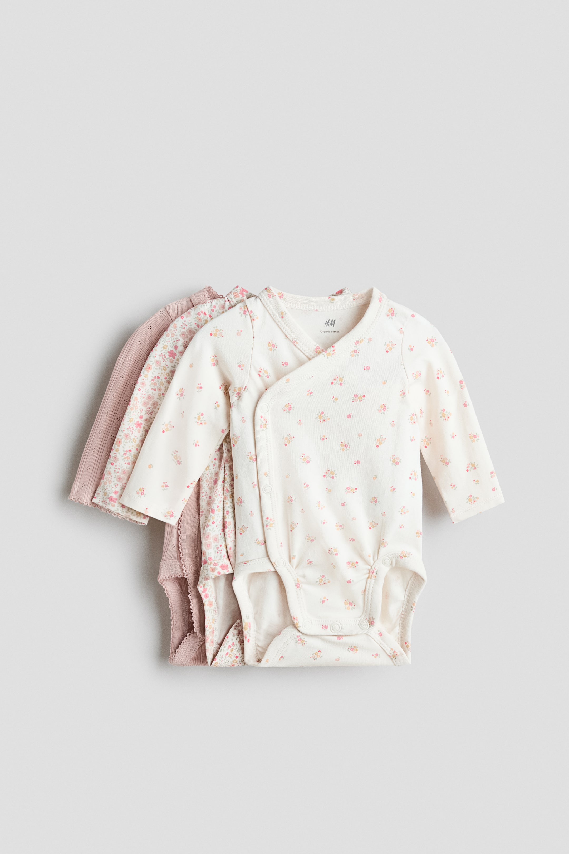 Büyük resmi görüntüle: 3'lü Anvelop Body - Açık pembe/Çiçekli - ÇOCUK | H&M TR 1