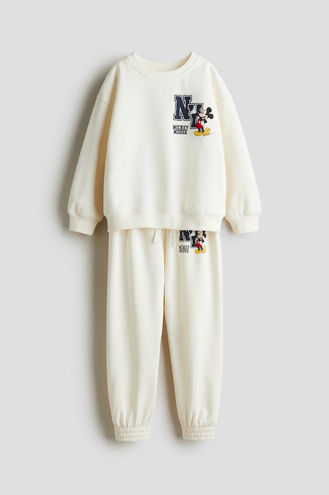 Set 2 pezzi con felpa e joggers - Bianco/Topolino - 1