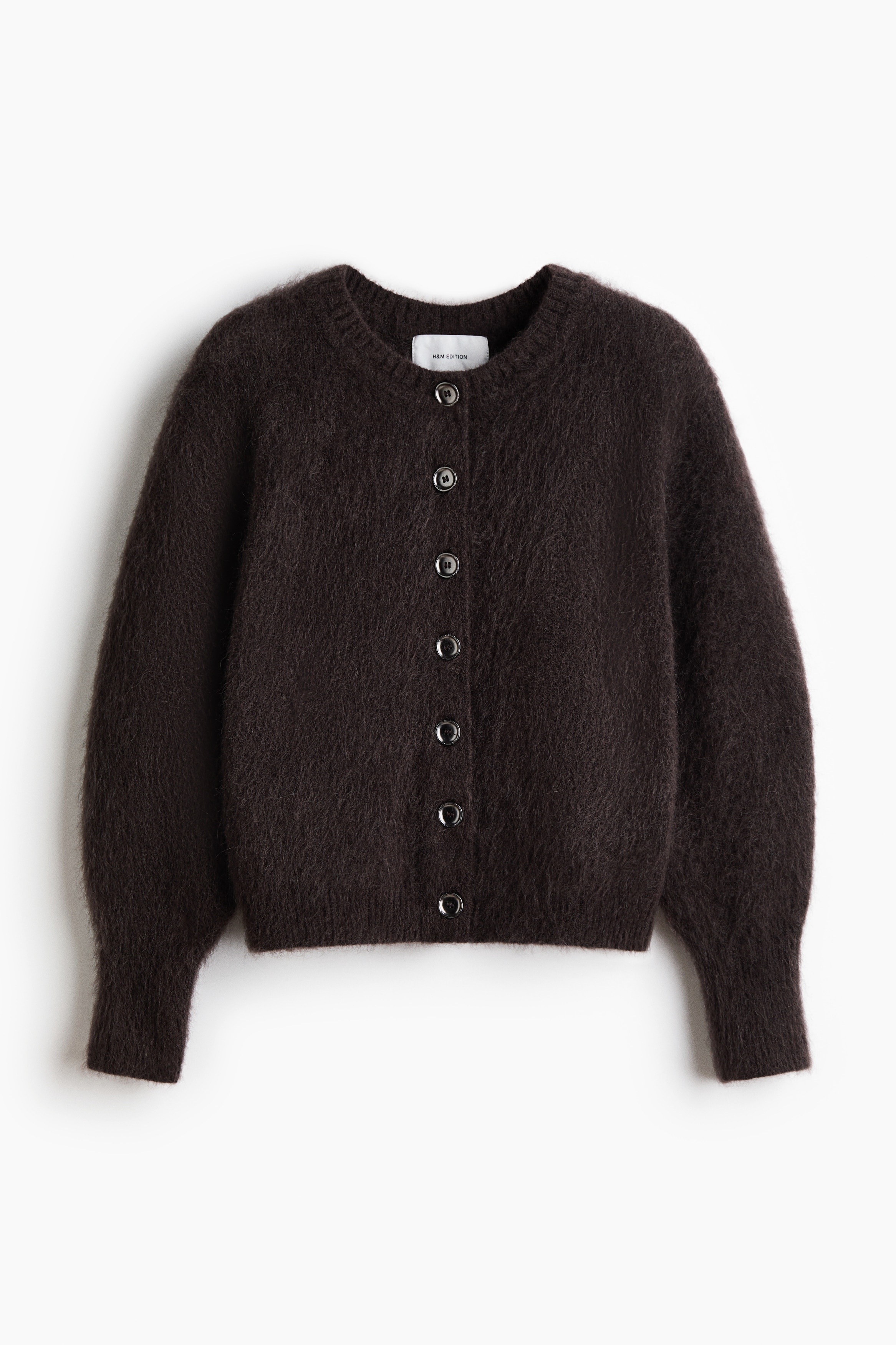 Mohair-Blend Cardigan - Dark brown/Beige