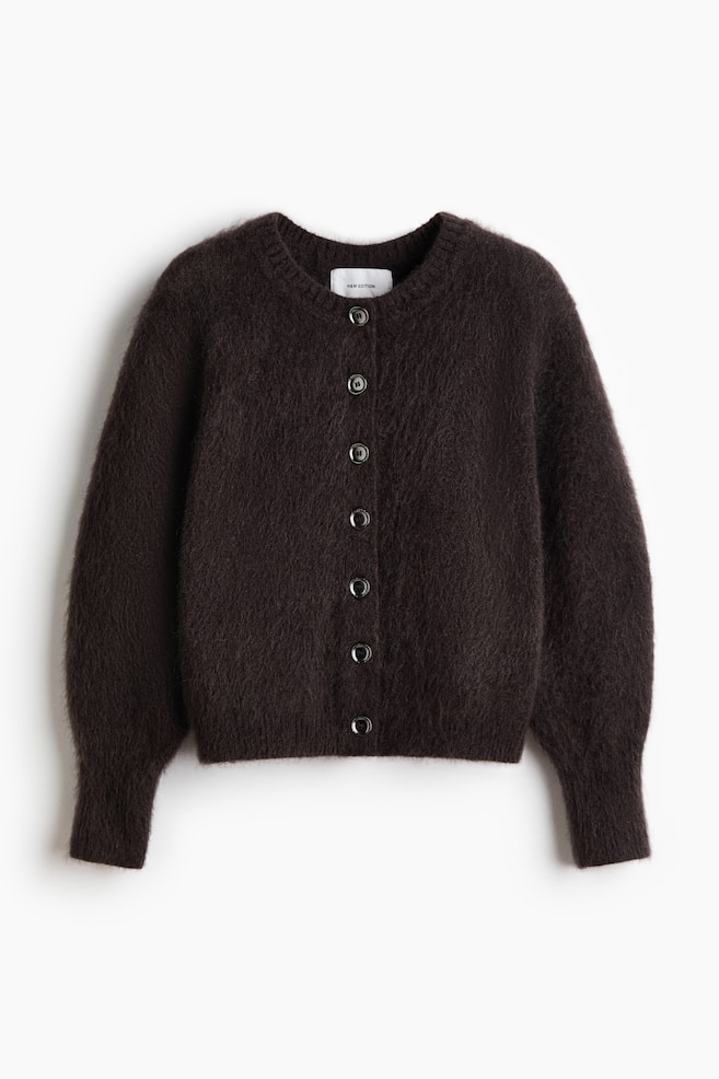 Mohair-Blend Cardigan - Dark brown/Beige - 1